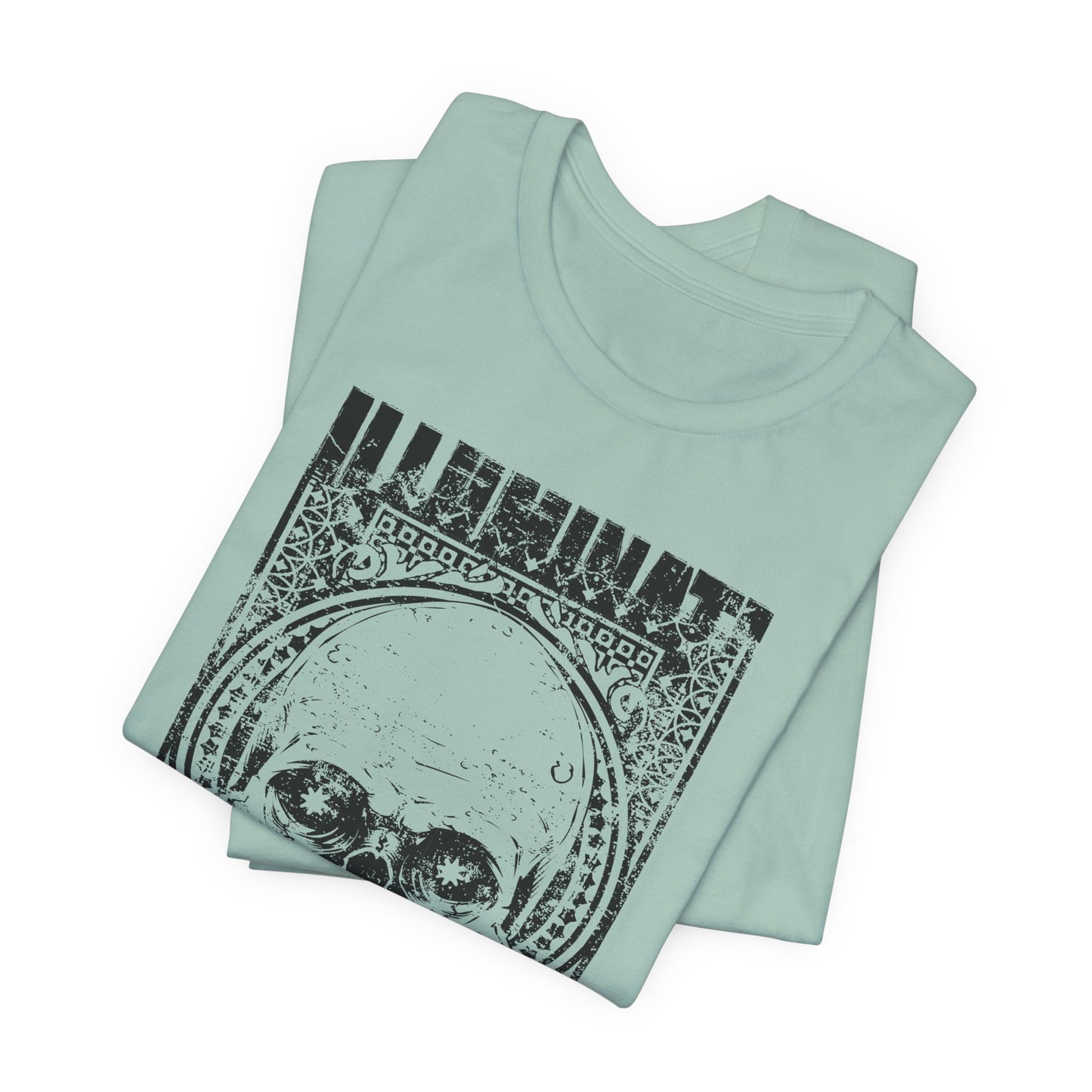 Skull Circle Graphic T-Shirt Vintage Etching Illustration Art Design Tee A-9