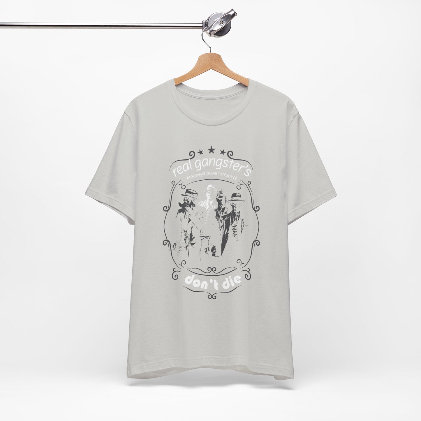 Real Gangsters Don't Die T-Shirt Vintage Outlaw Illustration Retro Biker Tee A-3