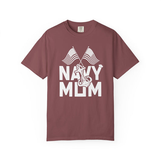 Navy Mom T-shirt Mother's Day Mama Tee Unisex Comfort Colors Garment-Dyed Cotton h20