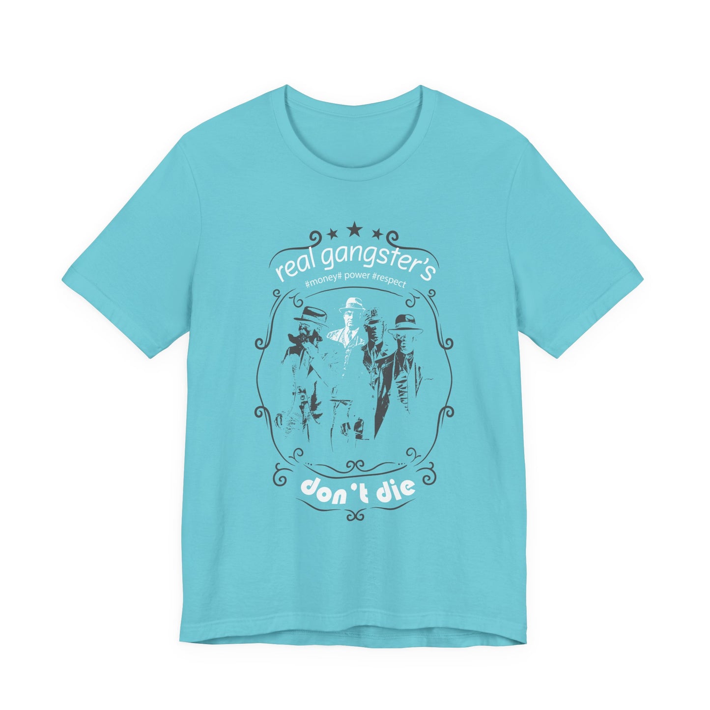 Real Gangsters Don't Die T-Shirt Vintage Outlaw Illustration Retro Biker Tee A-3