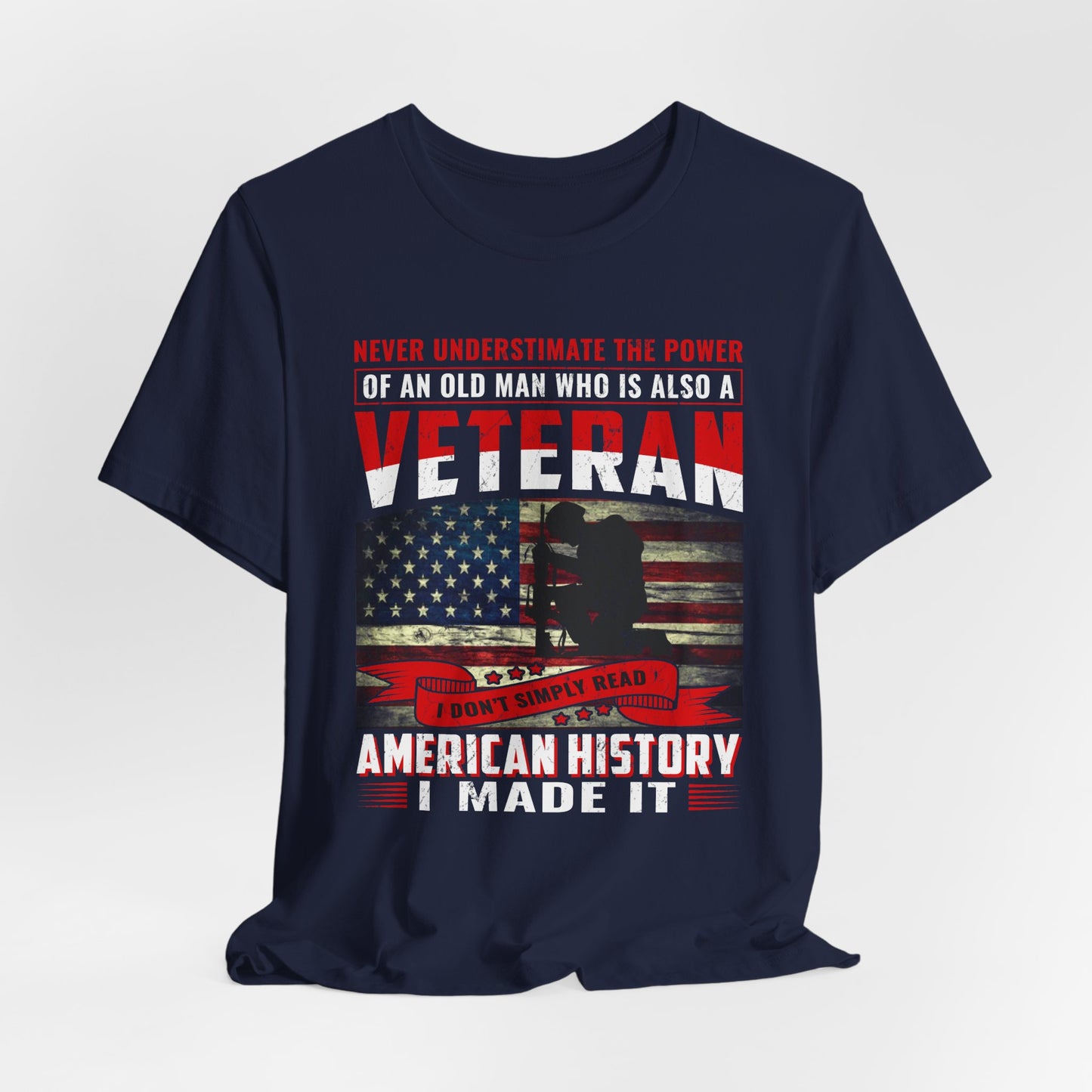 Veteran American flag T-Shirt I Made It Old Man Veteran Military Pride Unisex Cotton v32