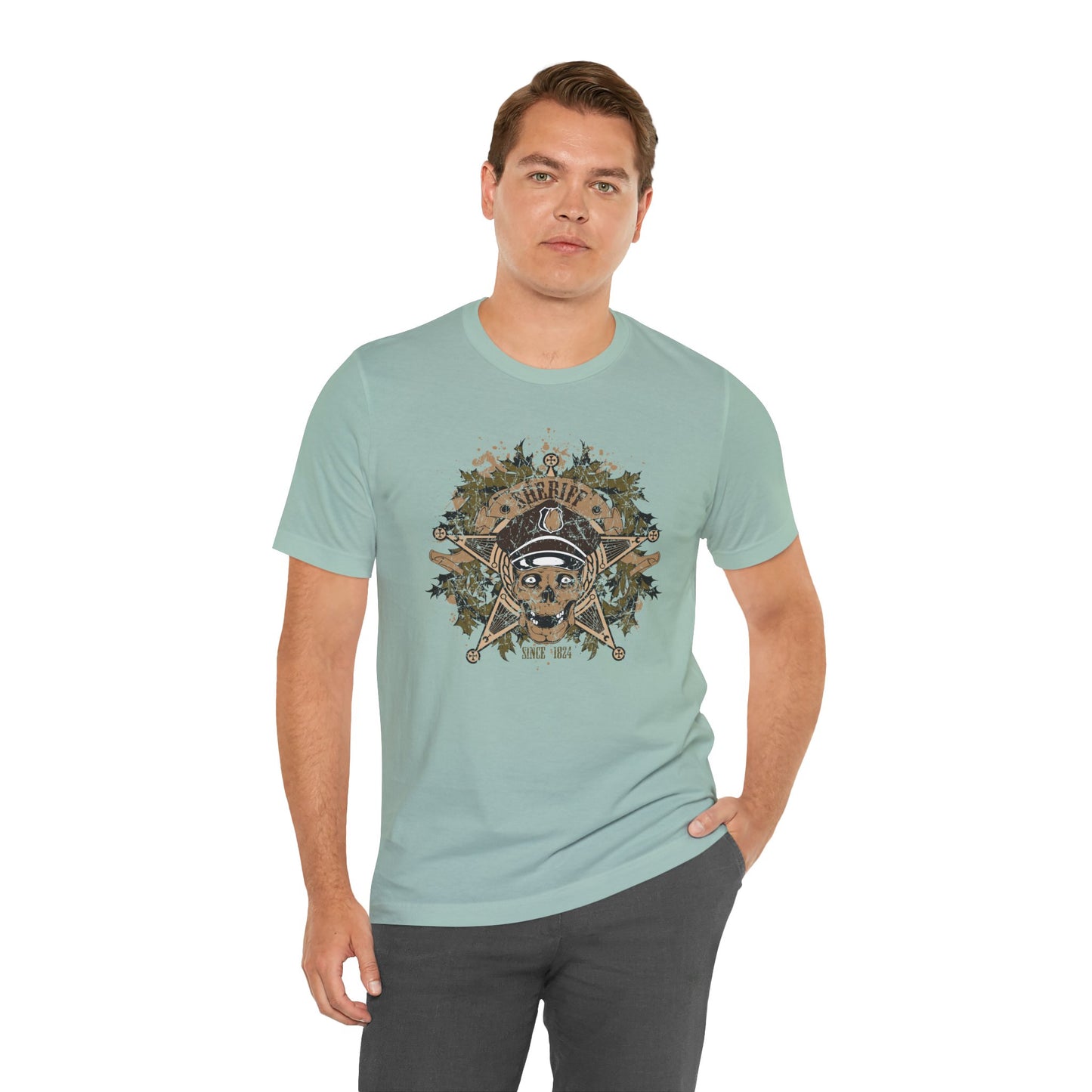 Skull Floral Emblem Graphic Unisex Cotton Tee Art-45