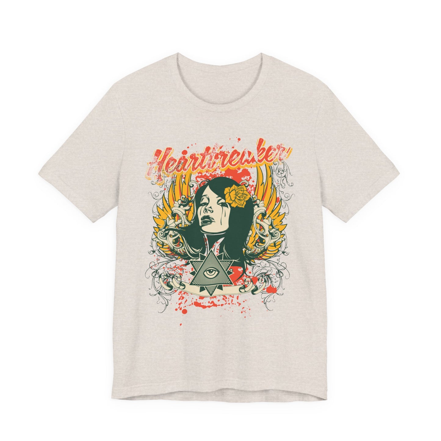 Heartbreaker Illustration Tee Retro Femme Portrait Floral Skull Graphic T-Shirt
