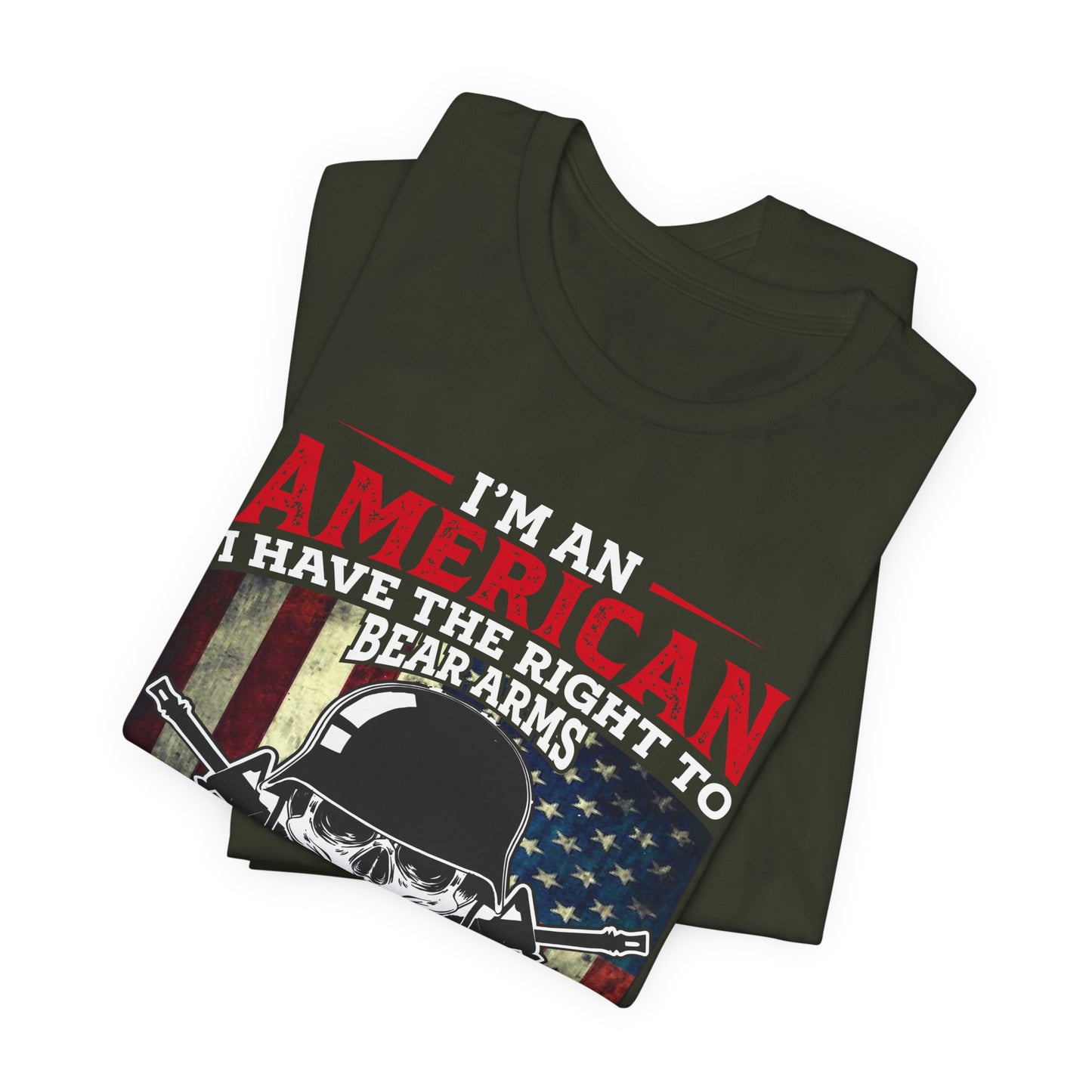American Skull with Guns T-Shirt 2nd Amendment Flag Unisex Cotton Tee v29