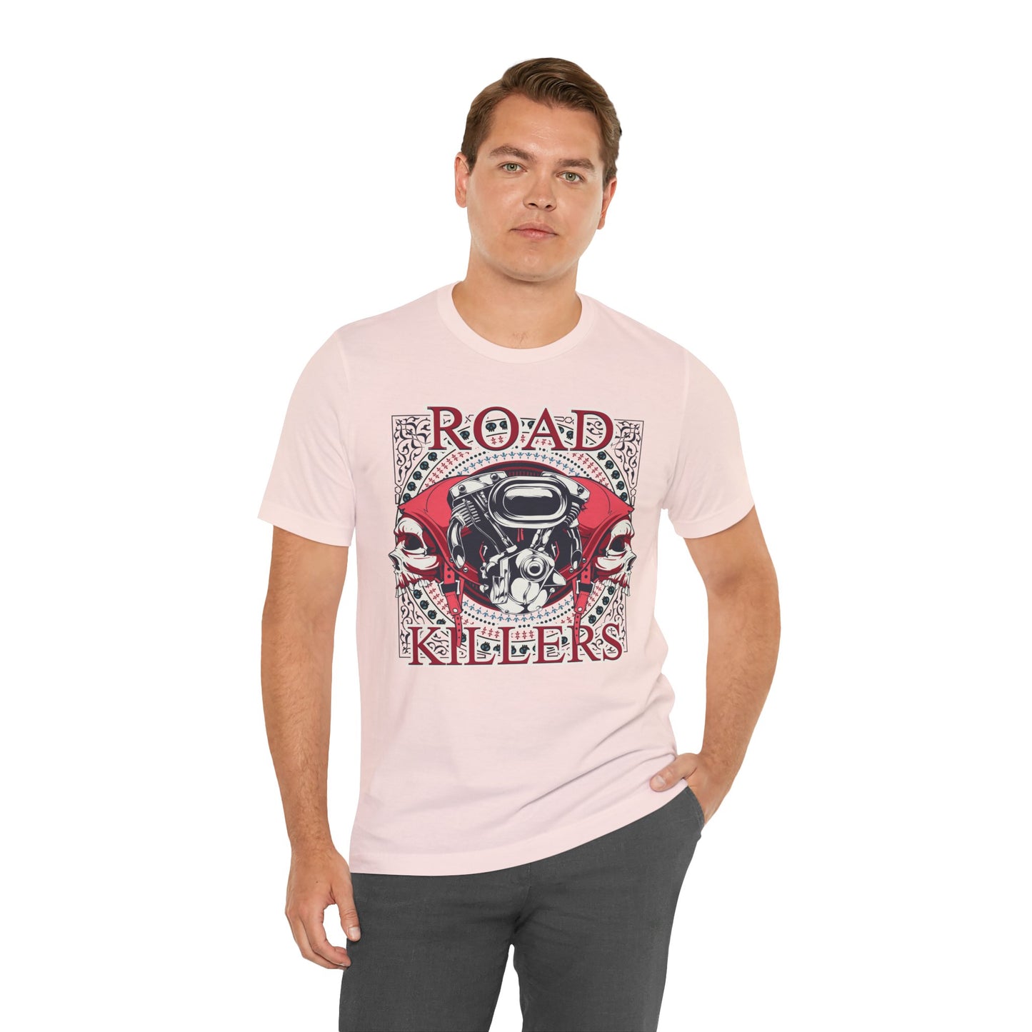 Dark Road Motorcycle Helmet Skull Tee Biker graphic t-shirt G-1