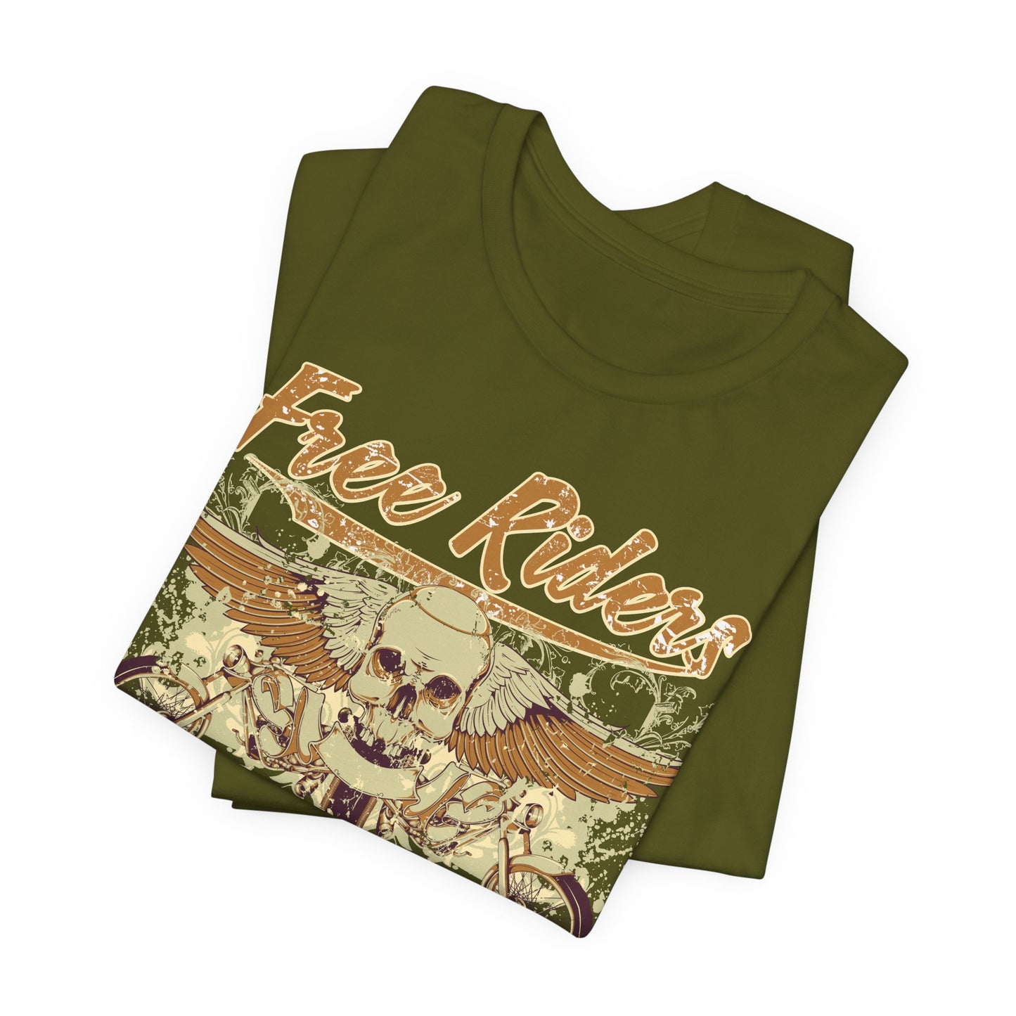 Free Riders Skull Motorcycle Tee Biker Graphic Art Design T-Shirt A-1