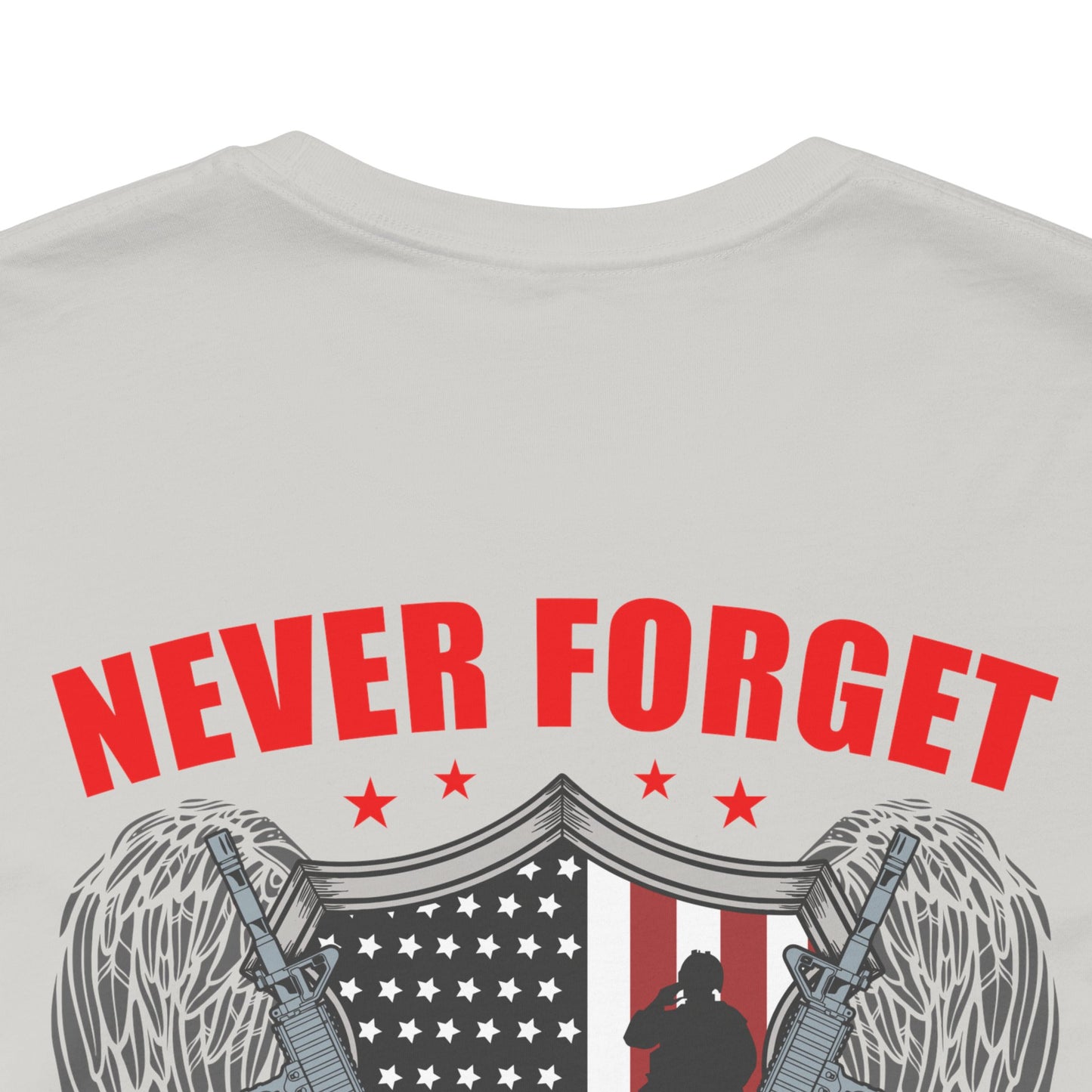 Never Forget Our Fallen Heroes T-Shirt American Flag Shield Eagles Unisex Cotton v39