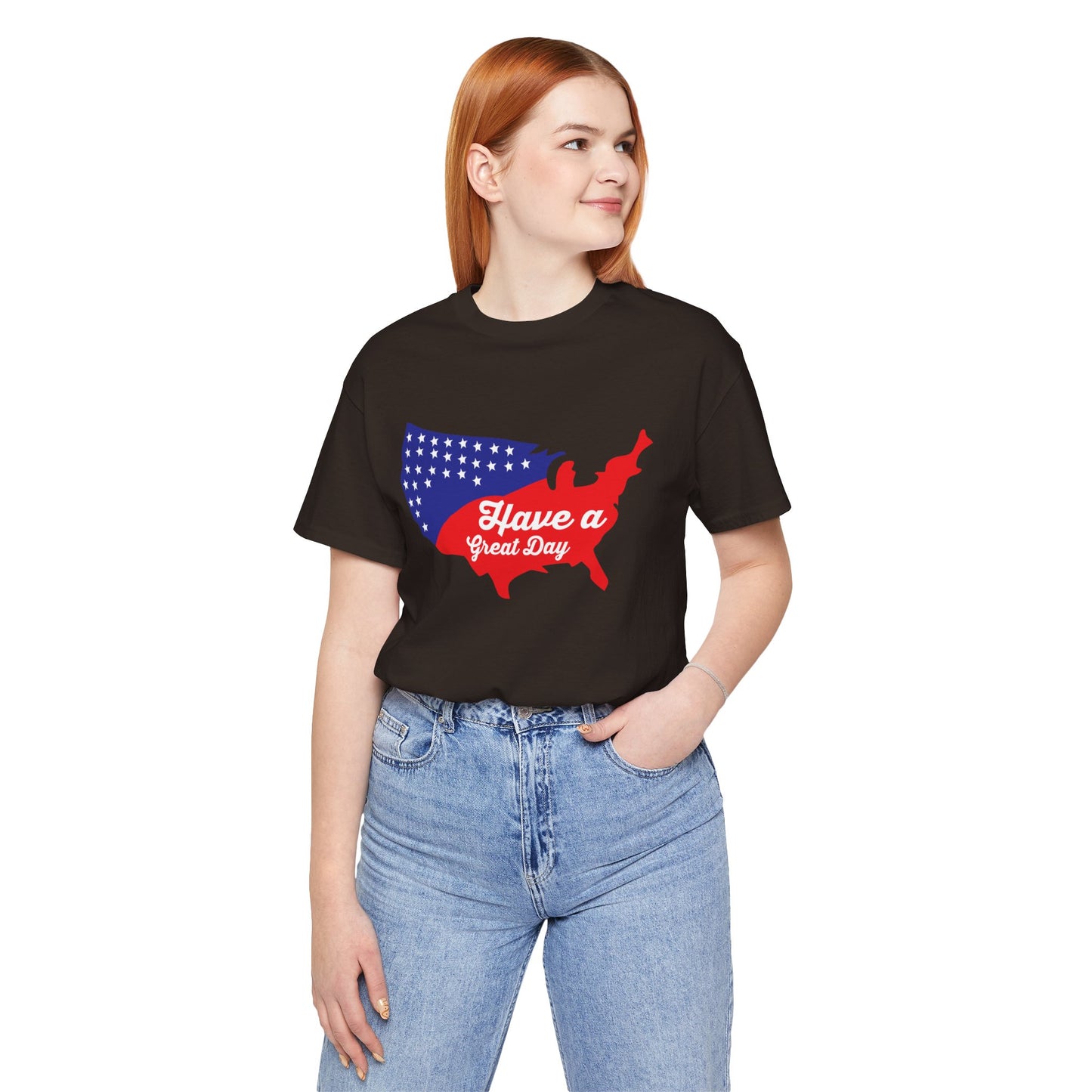 USA Map Patriotic Graphic Unisex Cotton T-Shirt 021