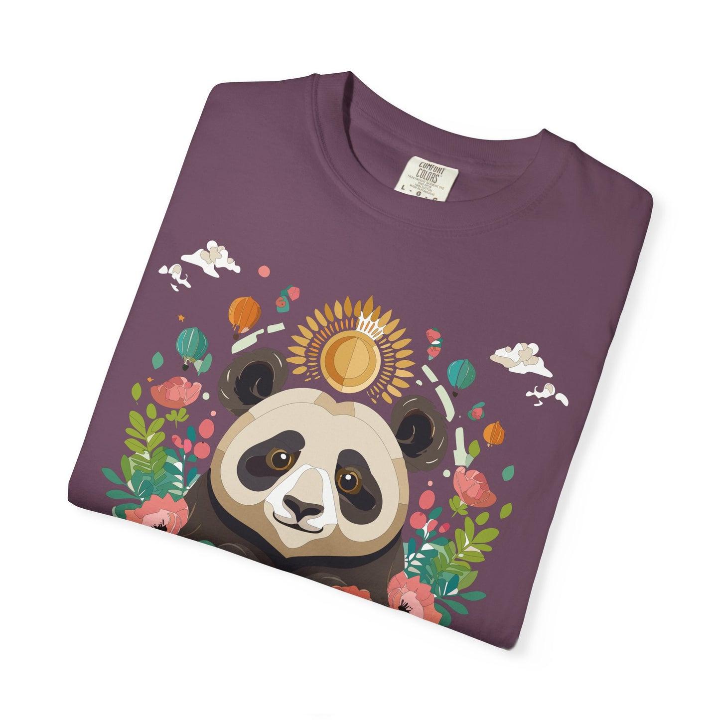 Panda Portrait T-Shirt Unisex Cotton Floral Chinese Graphic Circle Animal Art Tee p4