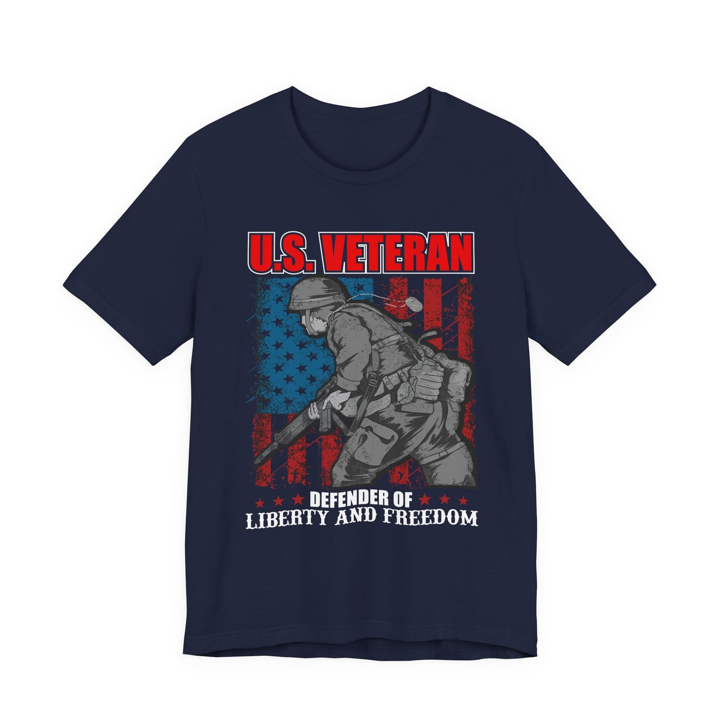 U.S. Veteran Soldier Illustration Tee Defender of Liberty and Freedom Unisex Cotton v31