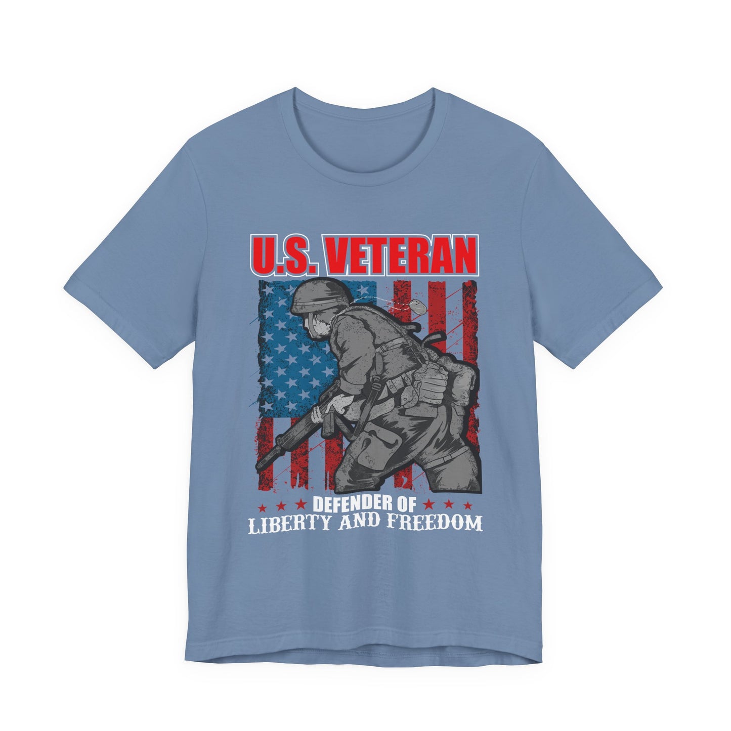 U.S. Veteran Soldier Illustration Tee Defender of Liberty and Freedom Unisex Cotton v31