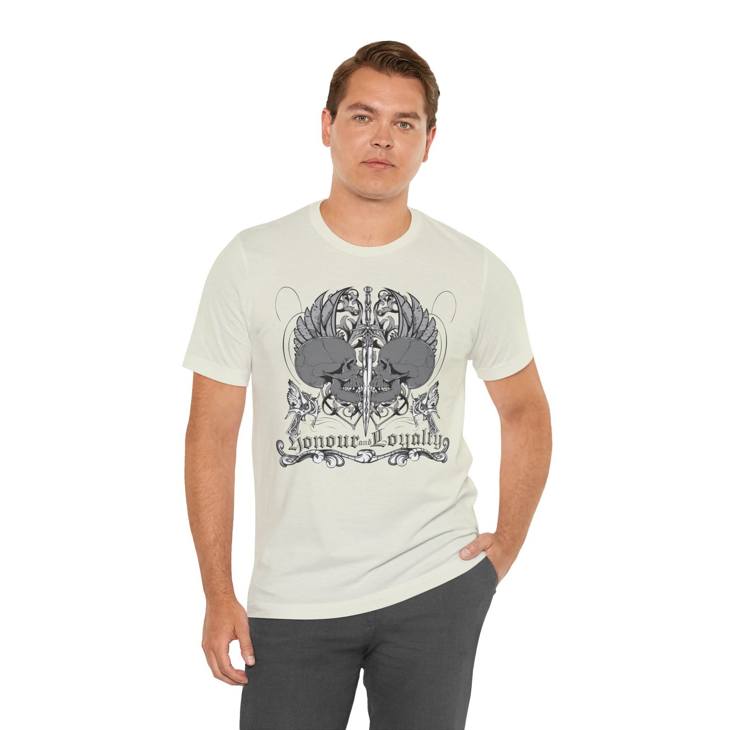 Honor Loyalty crest tee Gothic heraldry skulls wings emblem Art-48