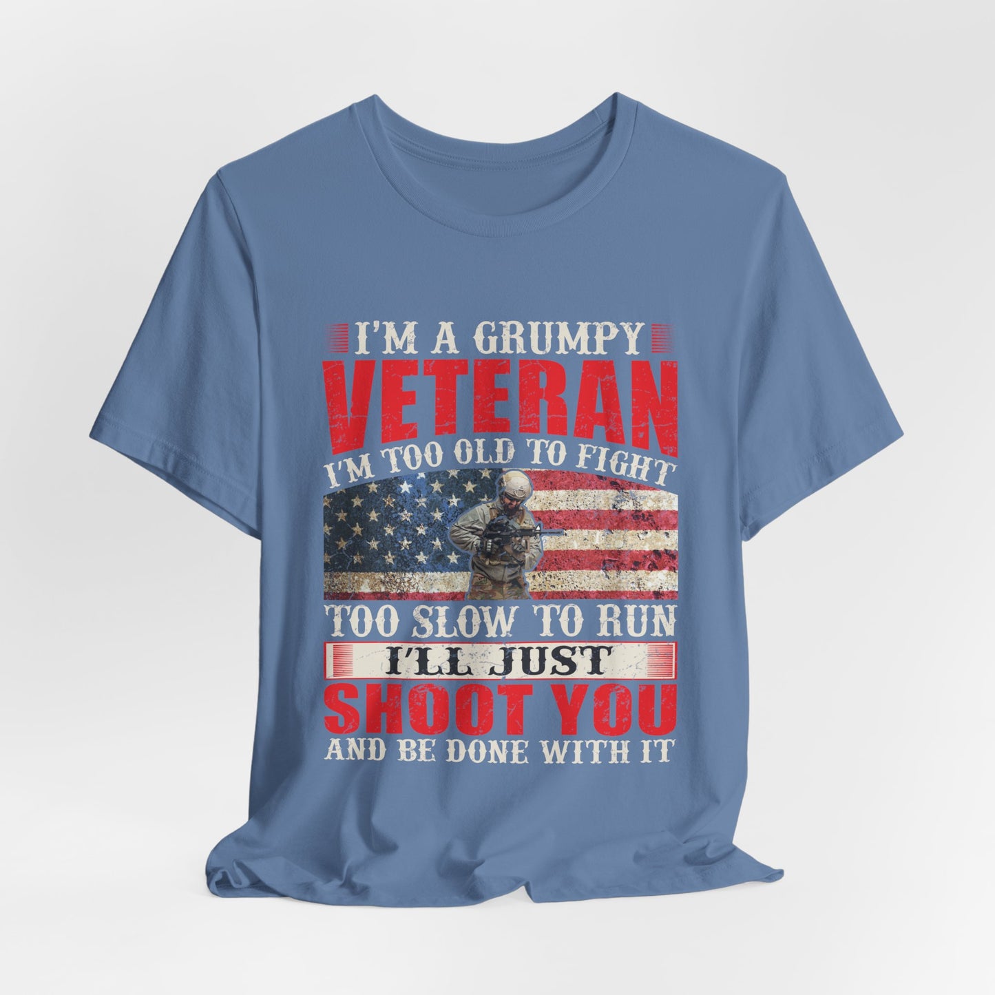 Grumpy Veteran Flag graphic Tee Veteran Patriotic Unisex Cotton Shirt v38