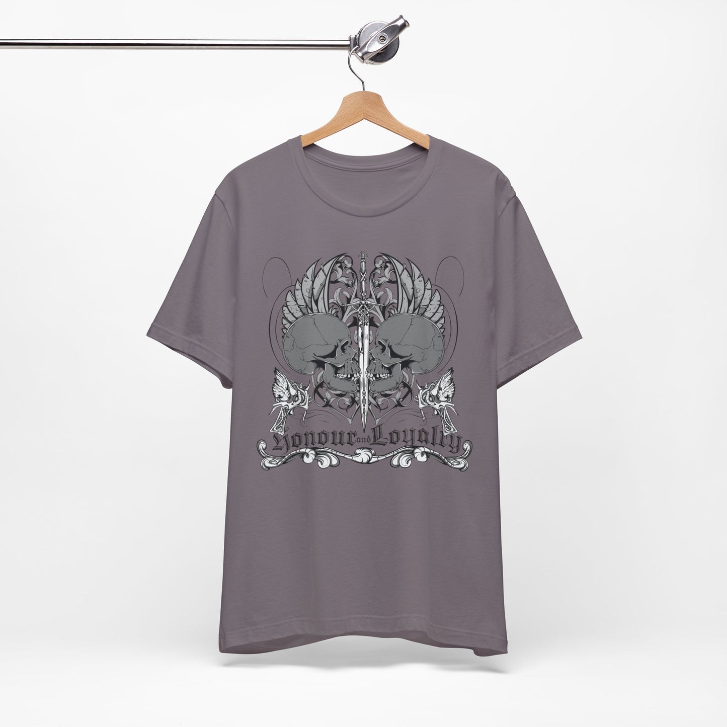 Honor Loyalty crest tee Gothic heraldry skulls wings emblem Art-48