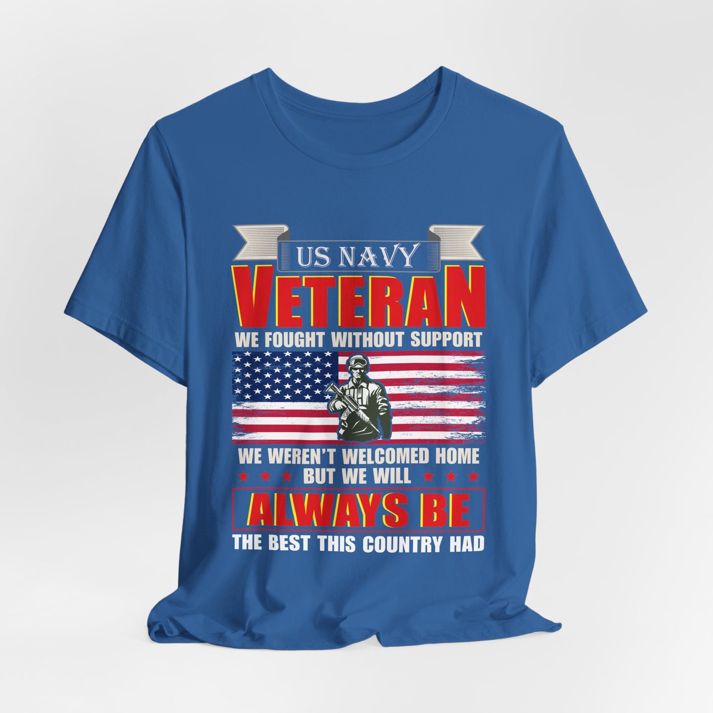 US Navy Veteran T-Shirt American Flag Soldier Graphic Patriotic Military Unisex Cotton v42