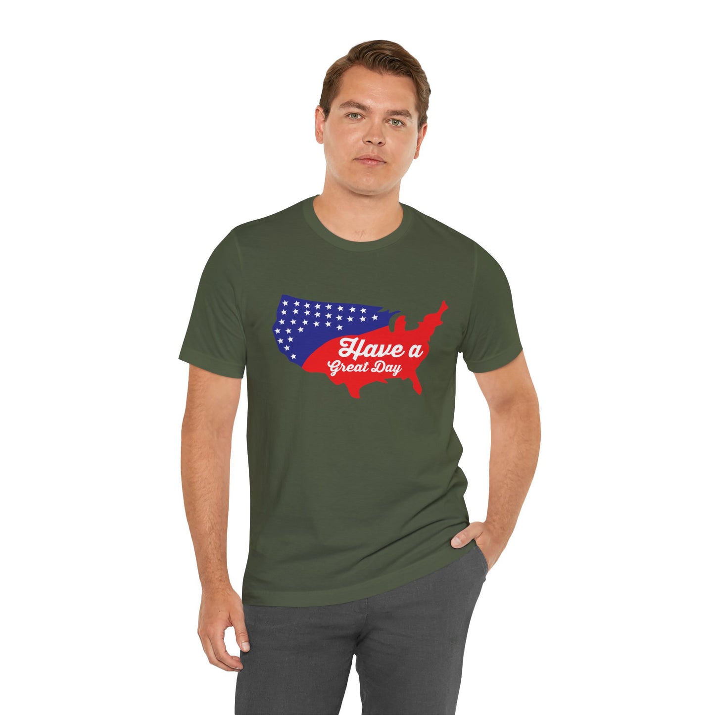 USA Map Patriotic Graphic Unisex Cotton T-Shirt 021