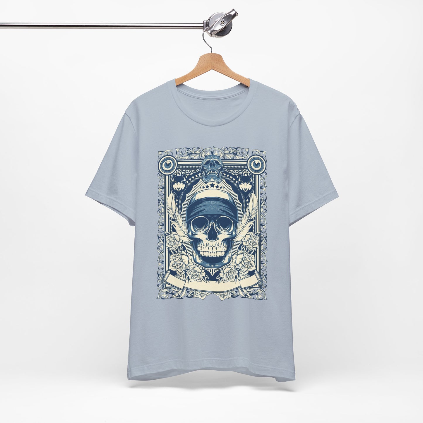 Skull Crown Graphic Tee Vintage Ornate Skull Illustration Rock Band T-Shirt