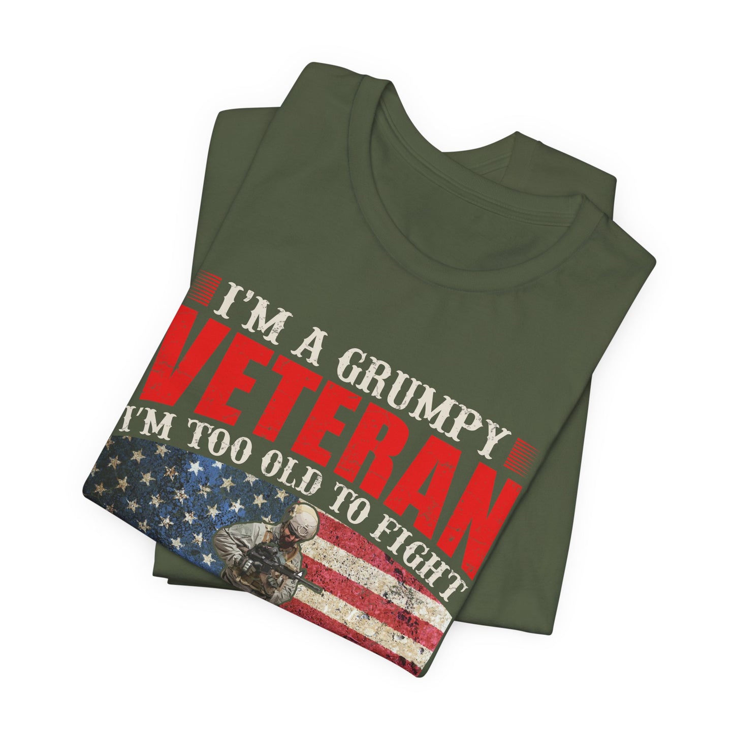 Grumpy Veteran Flag graphic Tee Veteran Patriotic Unisex Cotton Shirt v38