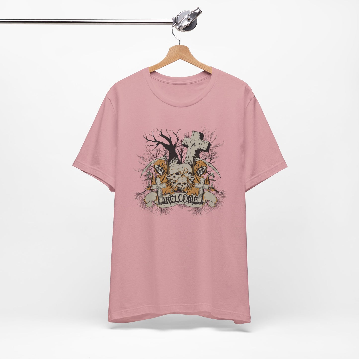 Skull Halloween Graphic Design Unisex Cotton T-Shirt Art-50