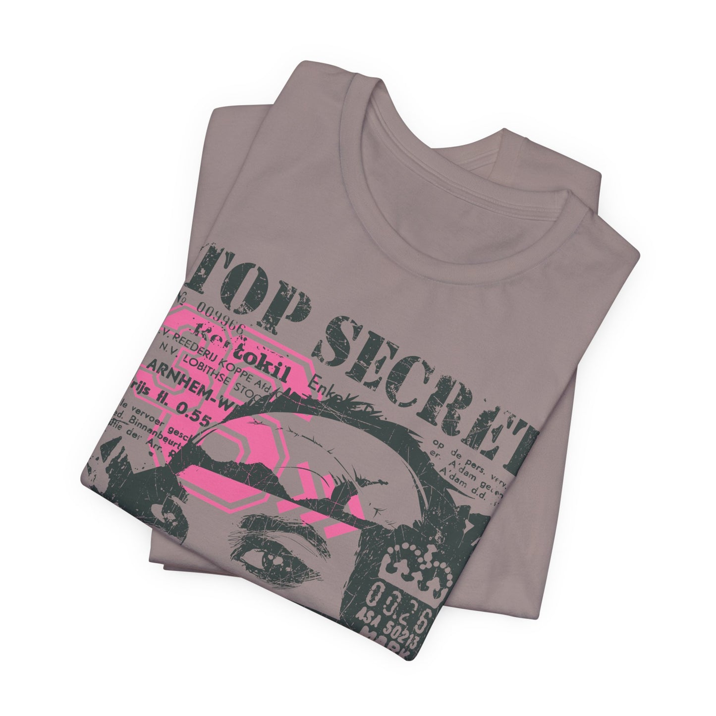 Top Secret Skull Face Tee Grunge Graphic T-Shirt Retro Collage A-6