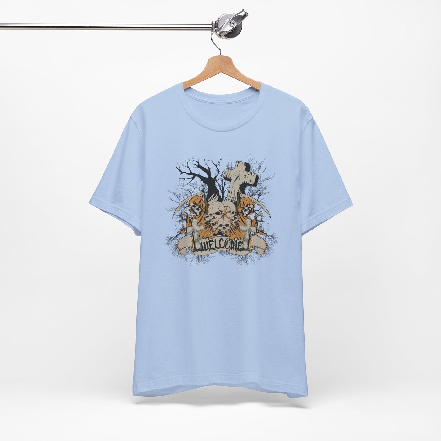 Skull Halloween Graphic Design Unisex Cotton T-Shirt Art-50