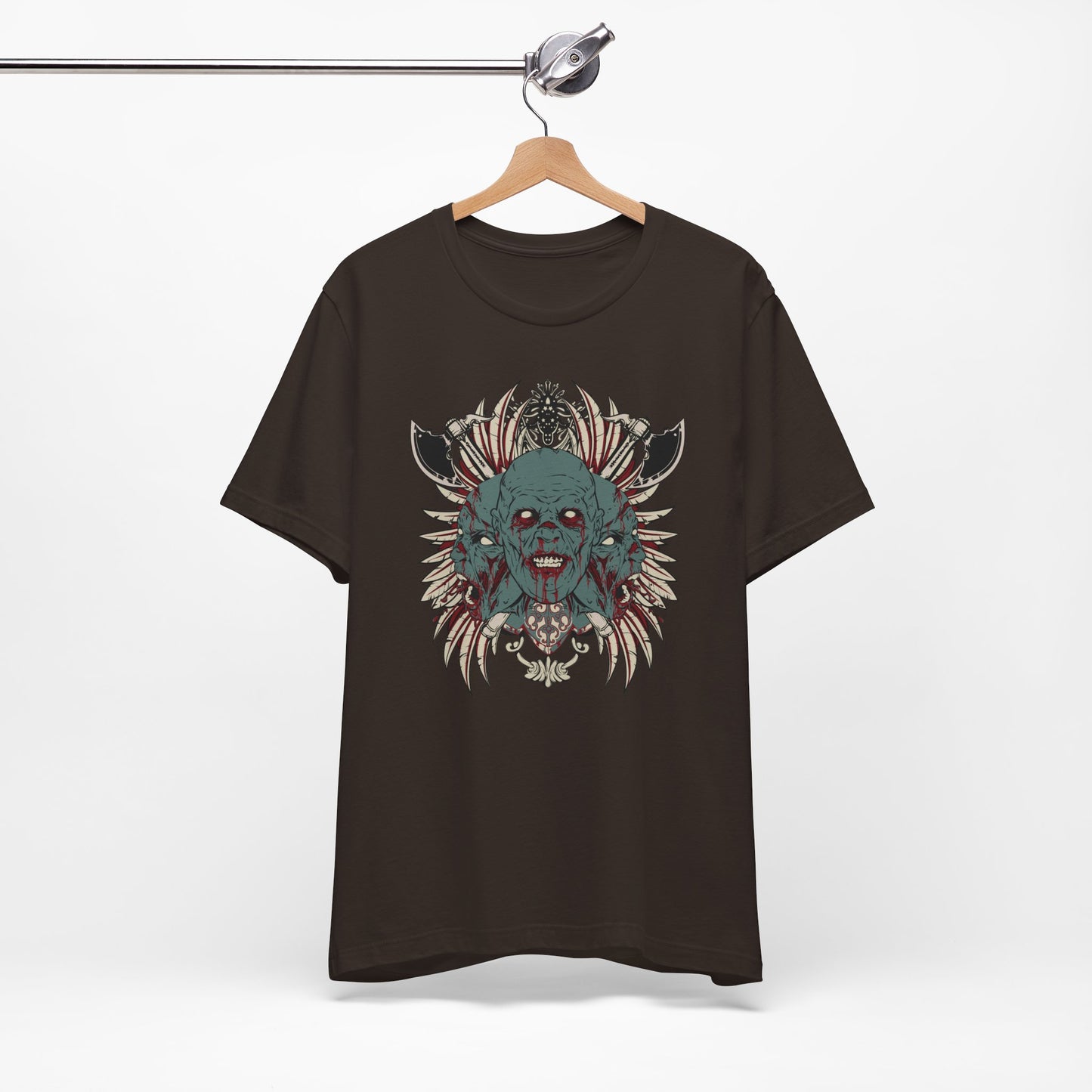 Zombie Skull Mandala T-Shirt Horror Graphic Tee, Gothic Skull Art-54-2
