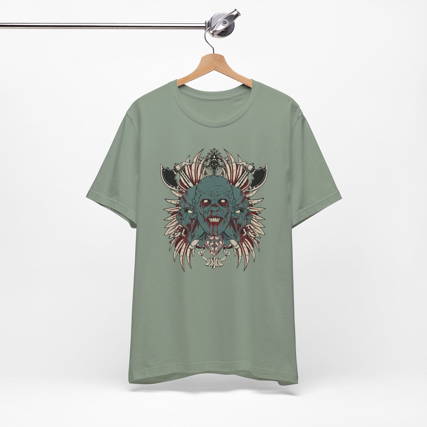 Zombie Skull Mandala T-Shirt Horror Graphic Tee, Gothic Skull Art-54-2