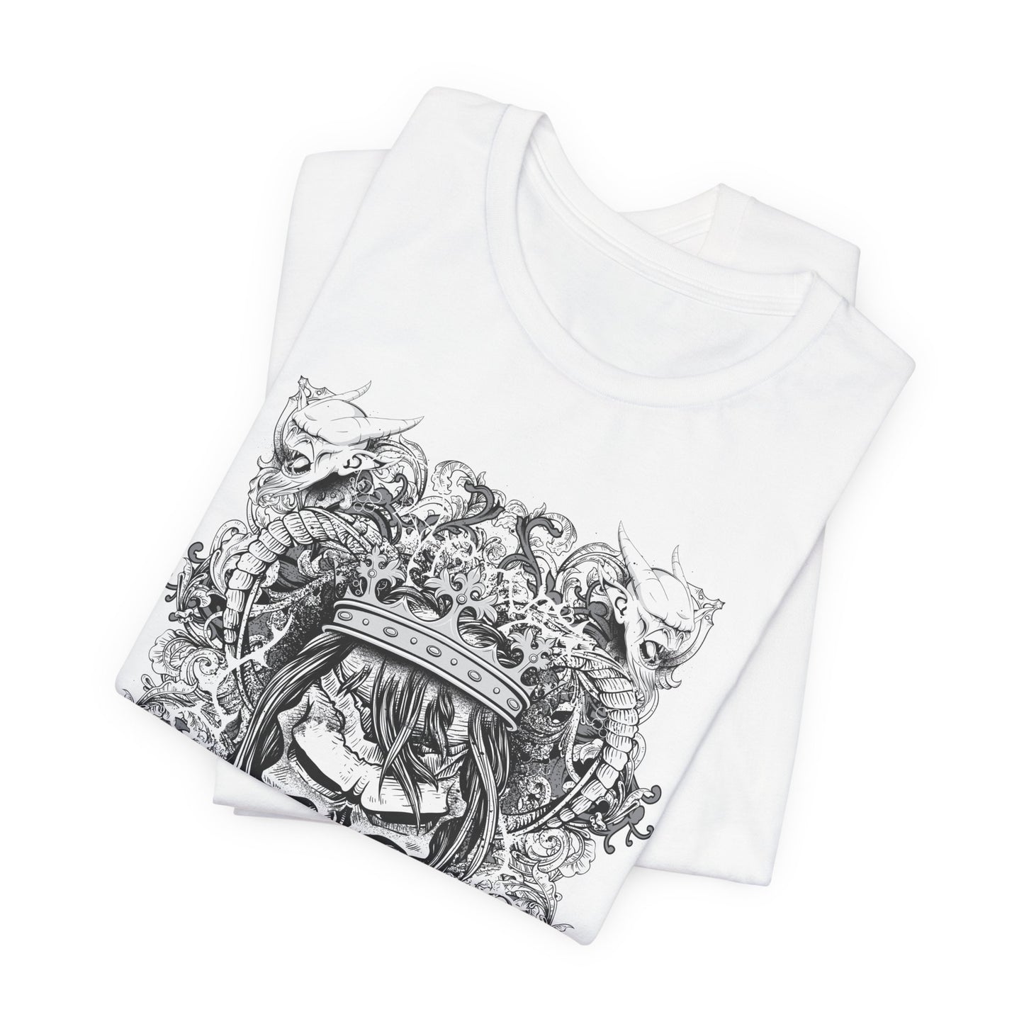 Gothic Skull Illustration Graphic Unisex Cotton T-Shirt r13