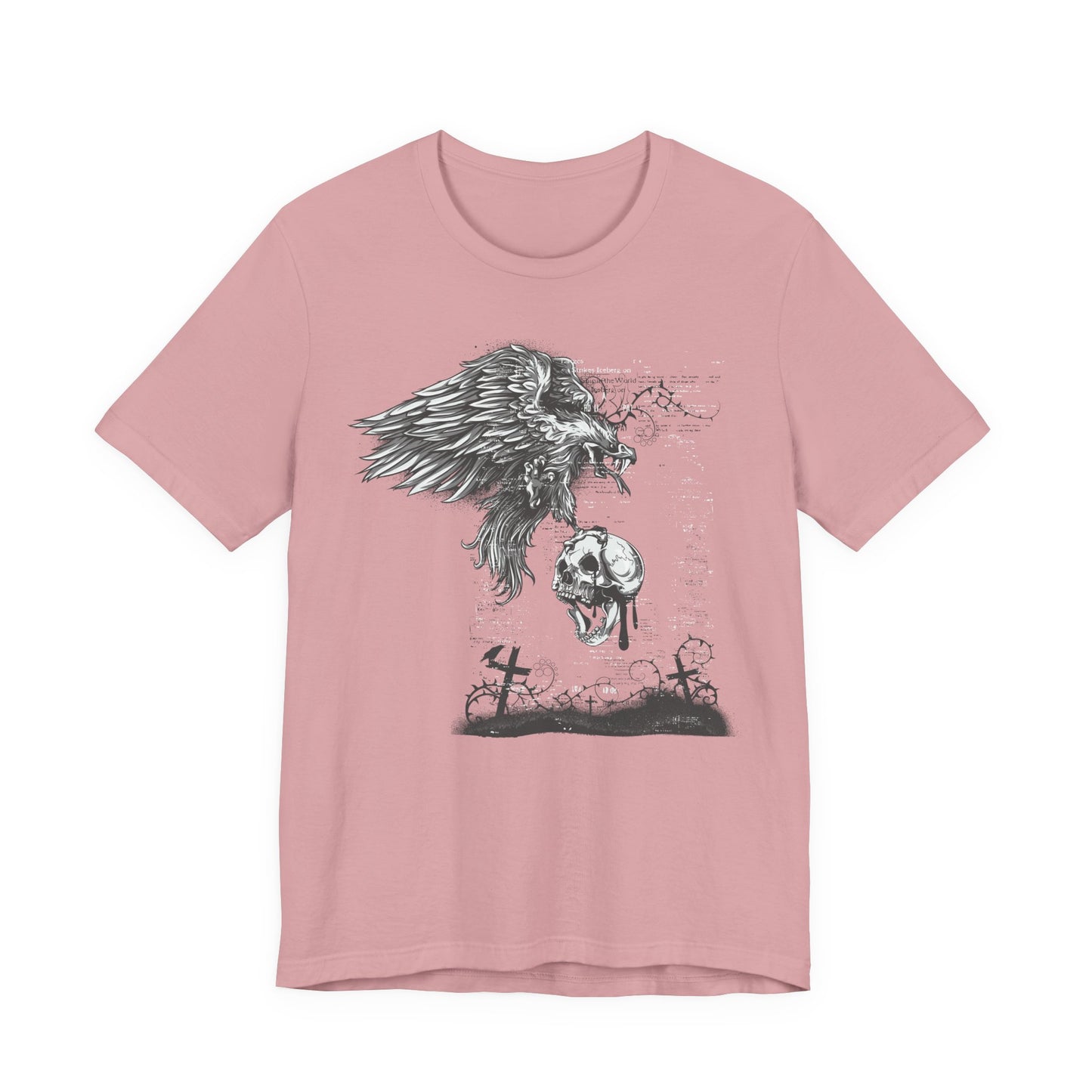 Raven and Skull Illustration Graphic Unisex Cotton T-Shirt r19