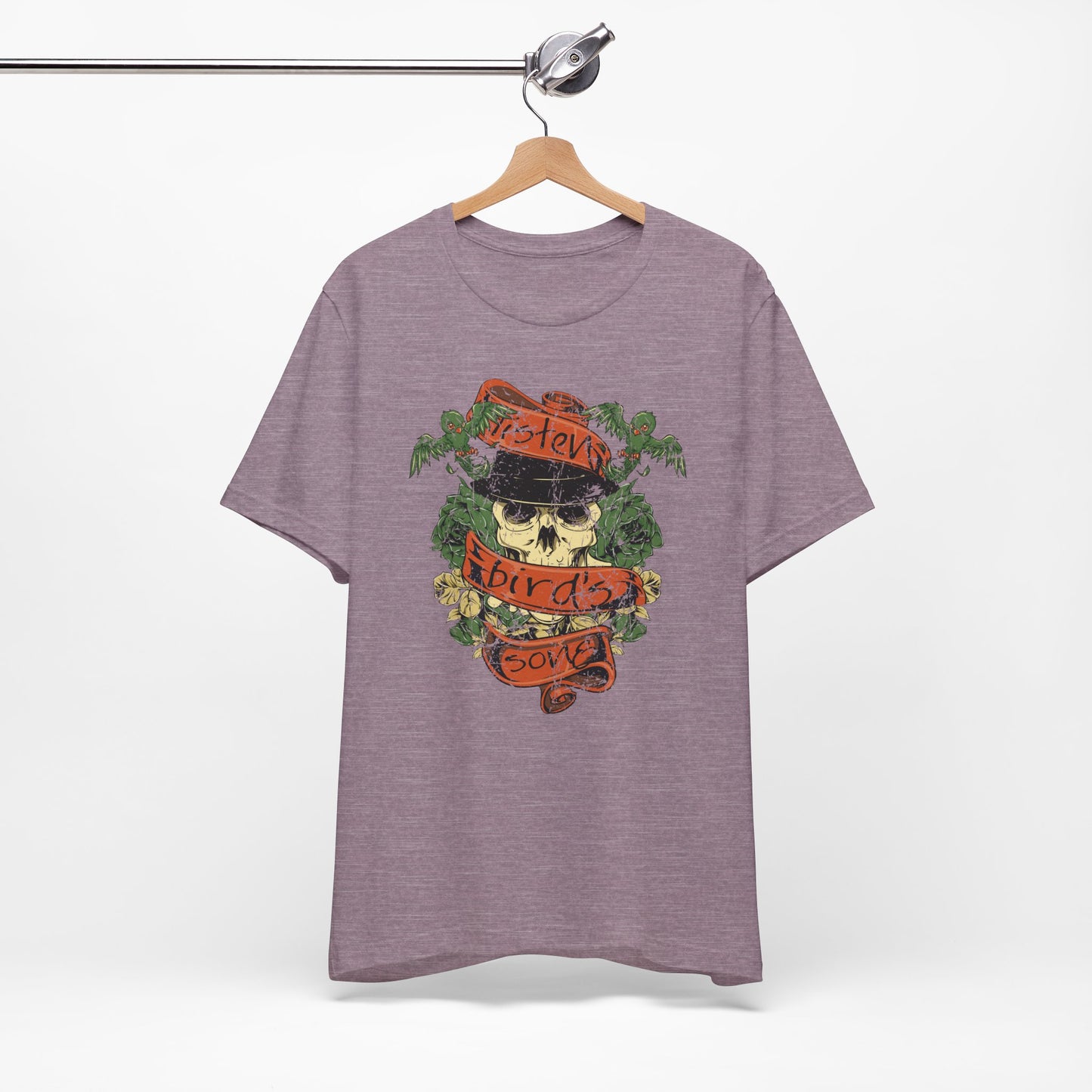 Skull Floral Tattoo Style Graphic Design Unisex Cotton T-Shirt Art-38