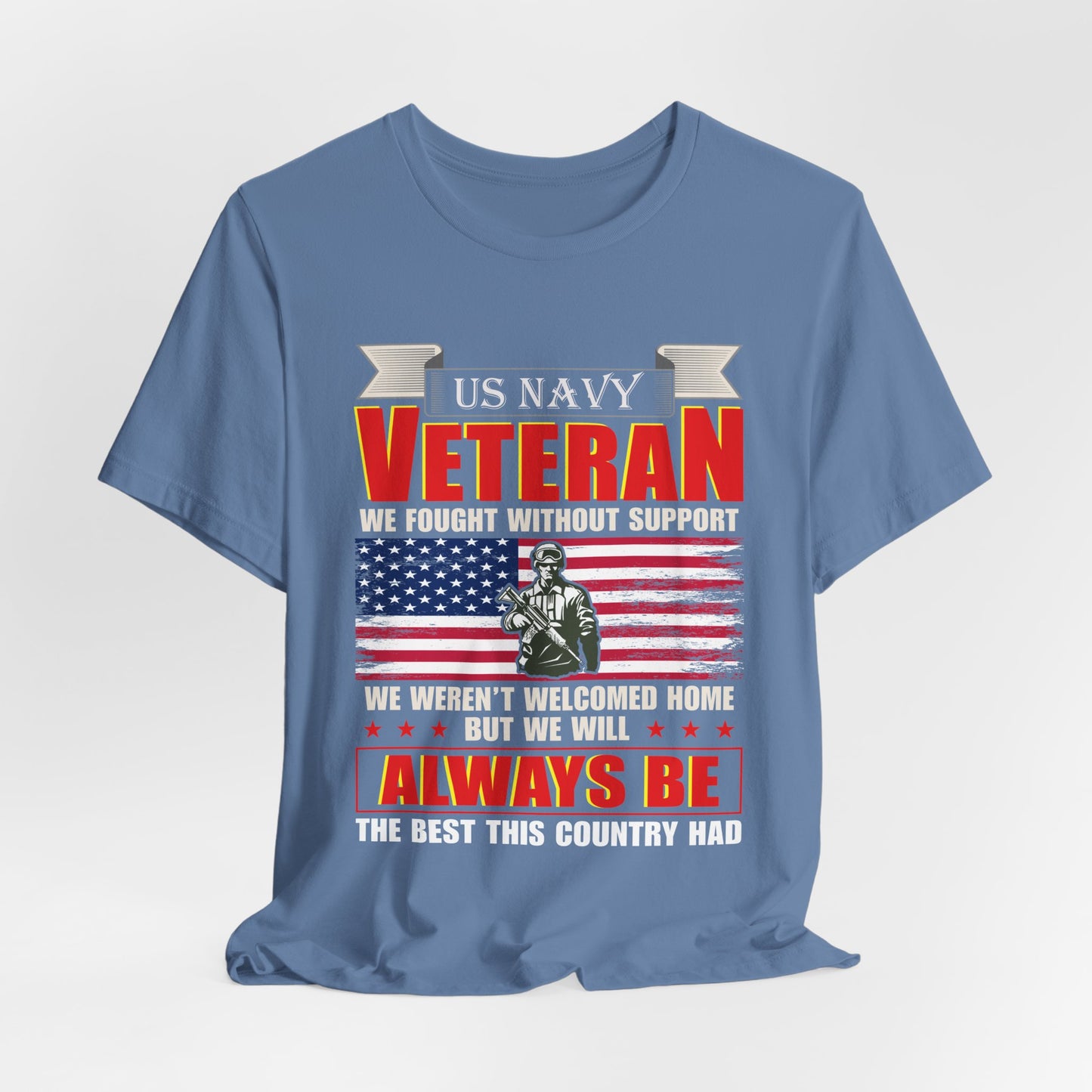 US Navy Veteran T-Shirt American Flag Soldier Graphic Patriotic Military Unisex Cotton v42