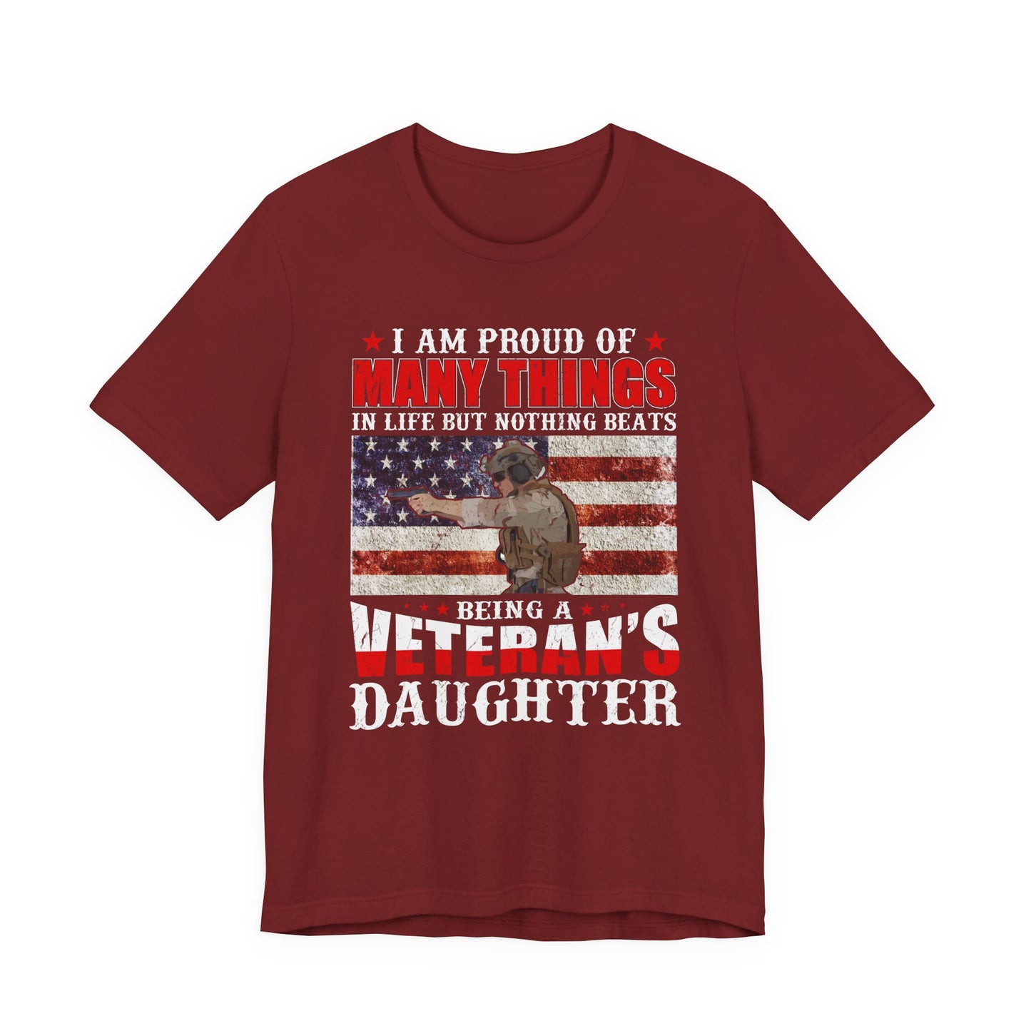 Veteran's Daughter T-Shirt American Flag Military Proud  Unisex Cotton Tee v28