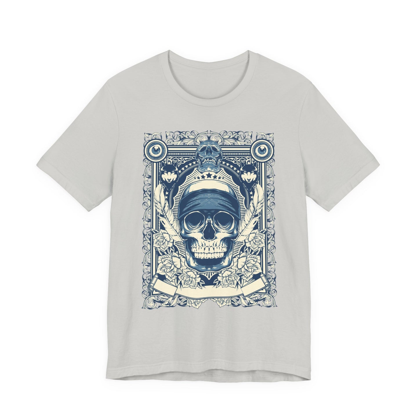 Skull Crown Graphic Tee Vintage Ornate Skull Illustration Rock Band T-Shirt