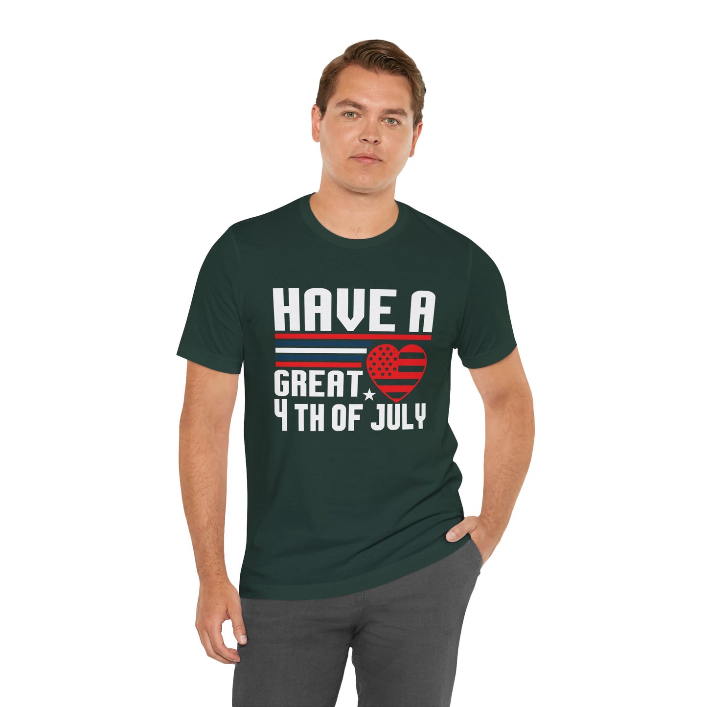 4th of July American Flag Graphic Unisex Cotton T-Shirt 020