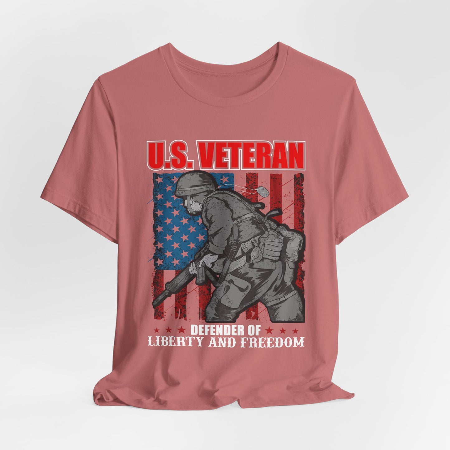 U.S. Veteran Soldier Illustration Tee Defender of Liberty and Freedom Unisex Cotton v31