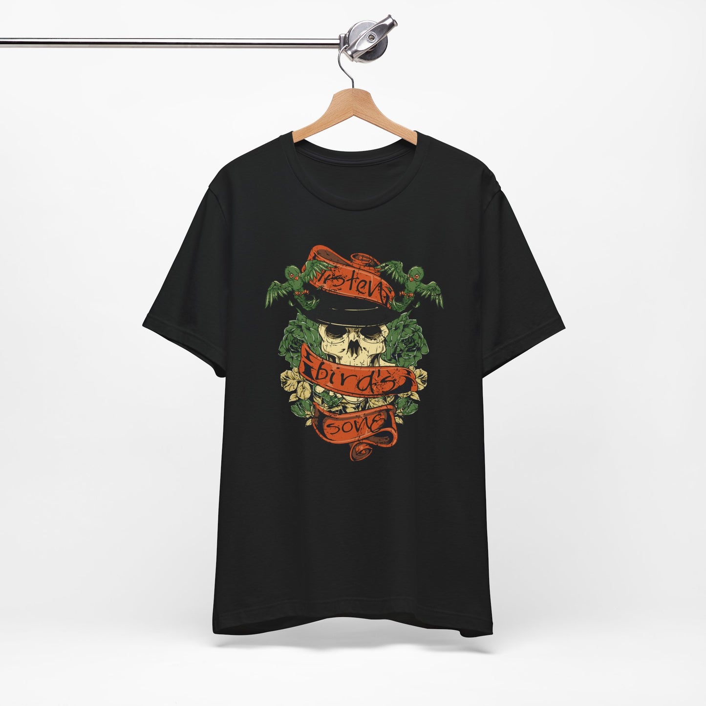 Skull Floral Tattoo Style Graphic Design Unisex Cotton T-Shirt Art-38