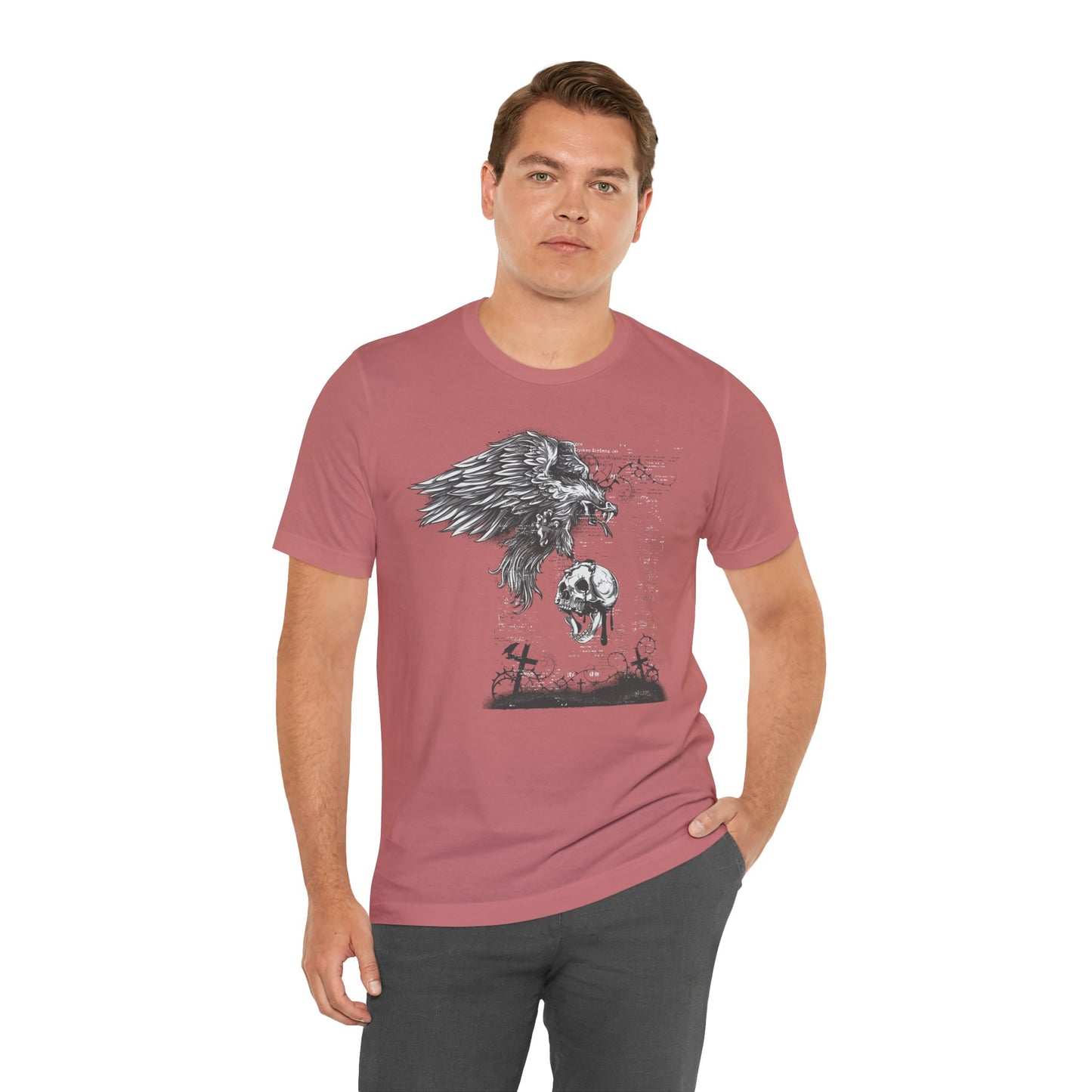 Raven and Skull Illustration Graphic Unisex Cotton T-Shirt r19