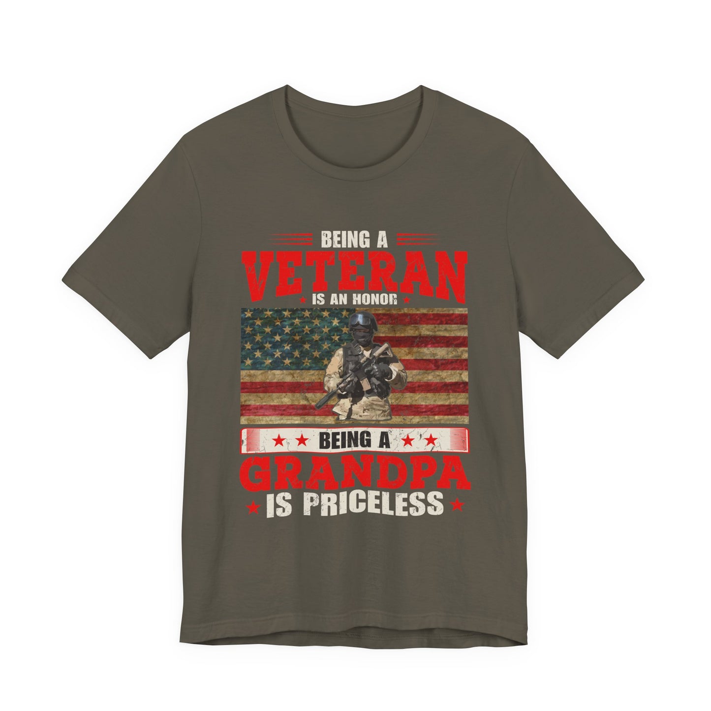 Veteran Grandpa T-Shirt American Flag Soldier Grandpa Unisex Cotton Tee v34