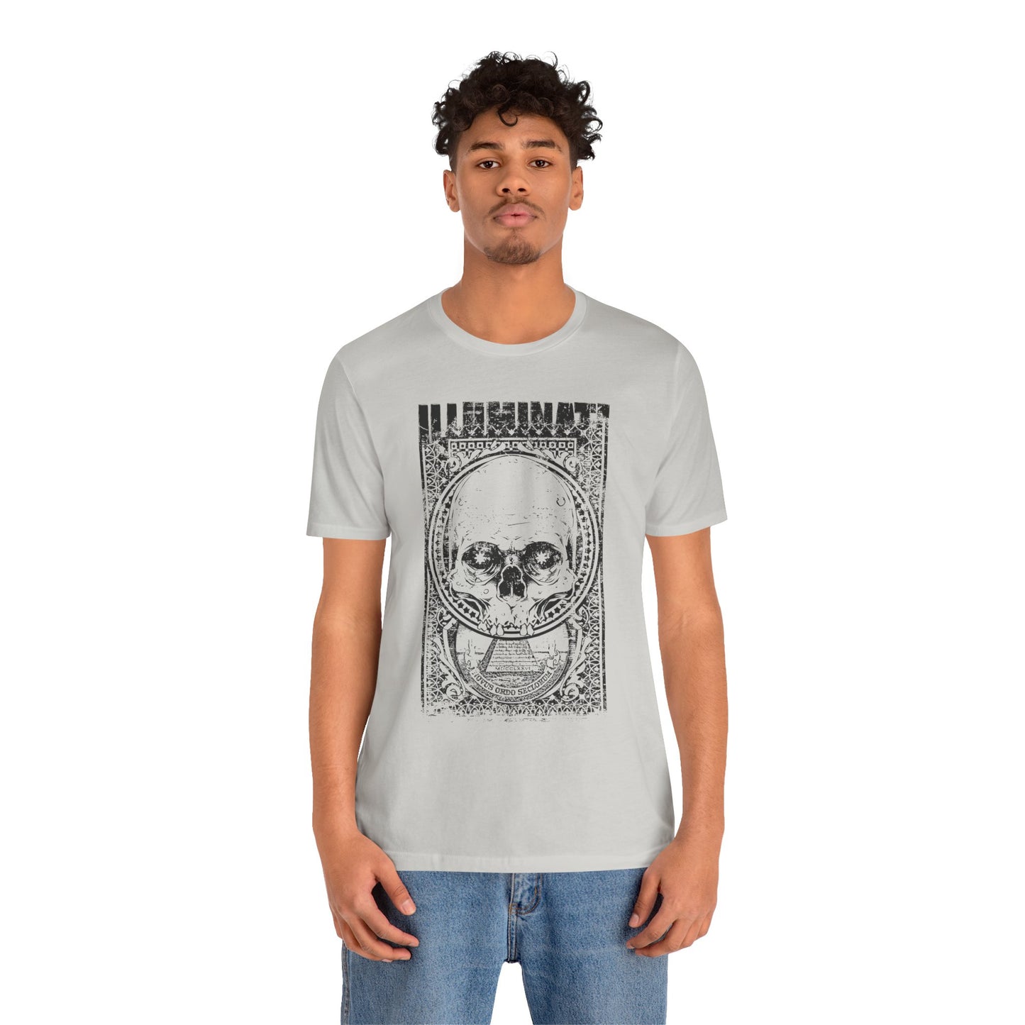 Skull Circle Graphic T-Shirt Vintage Etching Illustration Art Design Tee A-9
