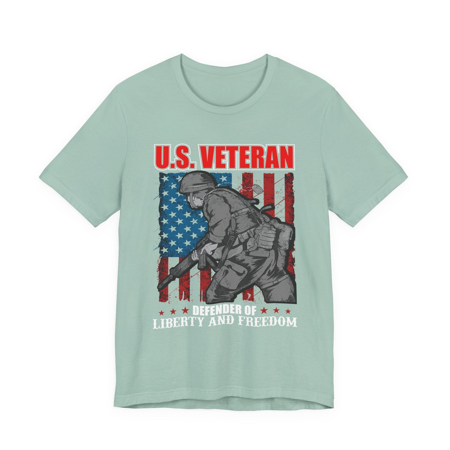 U.S. Veteran Soldier Illustration Tee Defender of Liberty and Freedom Unisex Cotton v31
