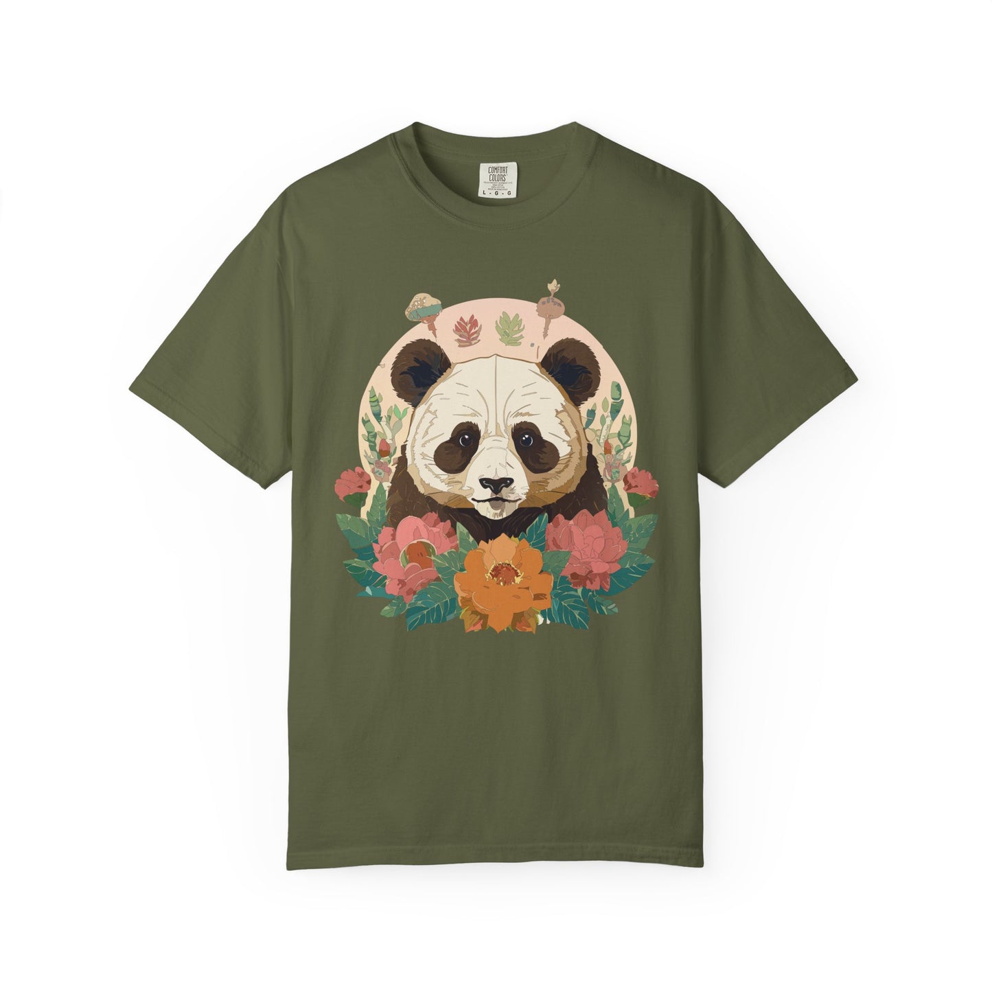 Panda Portrait T-Shirt Unisex Cotton Floral Chinese Graphic Circle Animal Art Tee p2