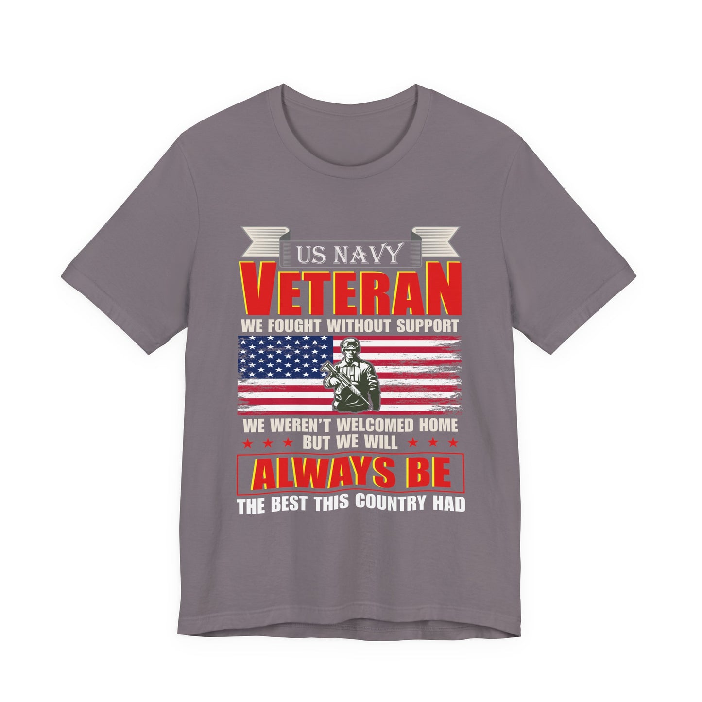 US Navy Veteran T-Shirt American Flag Soldier Graphic Patriotic Military Unisex Cotton v42