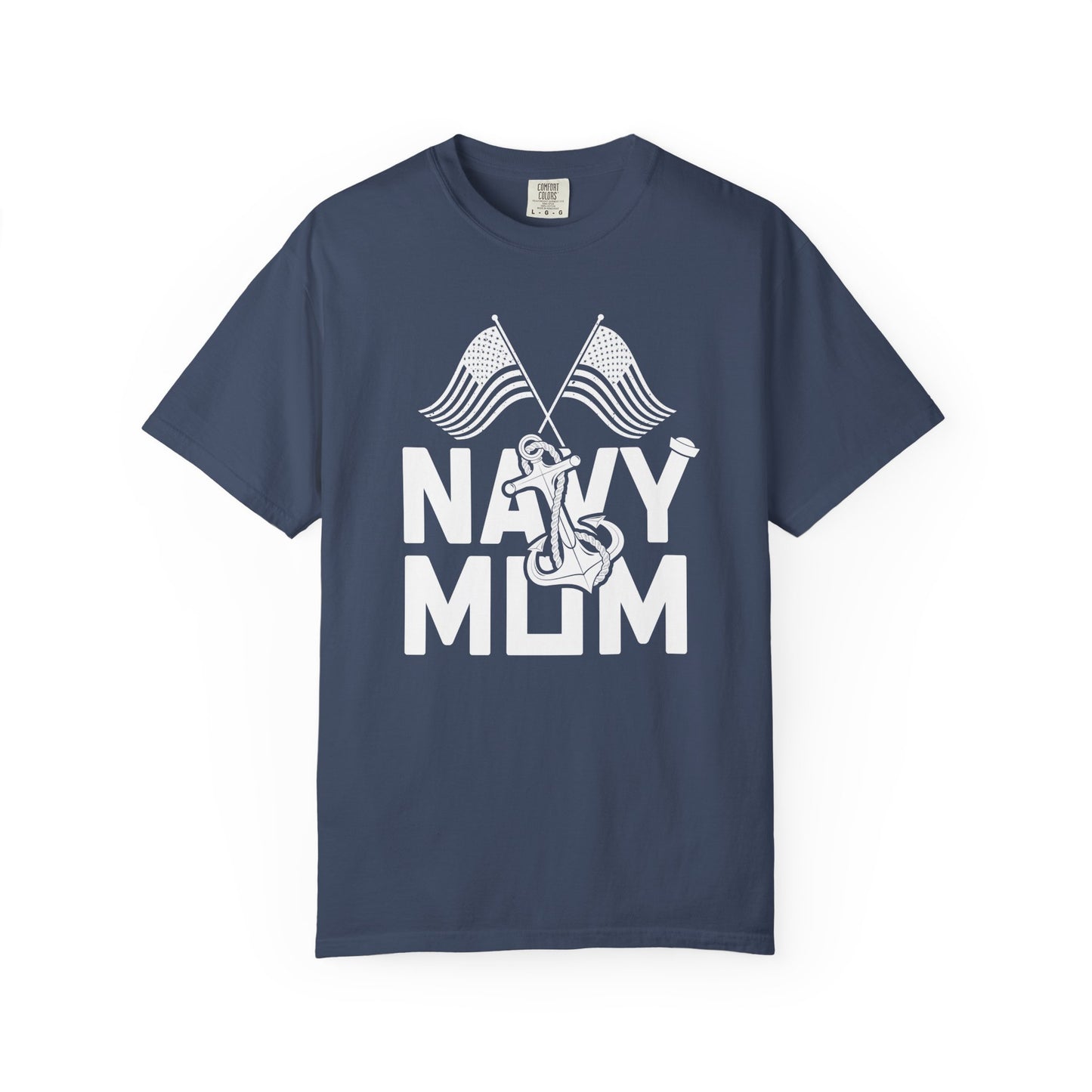 Navy Mom T-shirt Mother's Day Mama Tee Unisex Comfort Colors Garment-Dyed Cotton h20