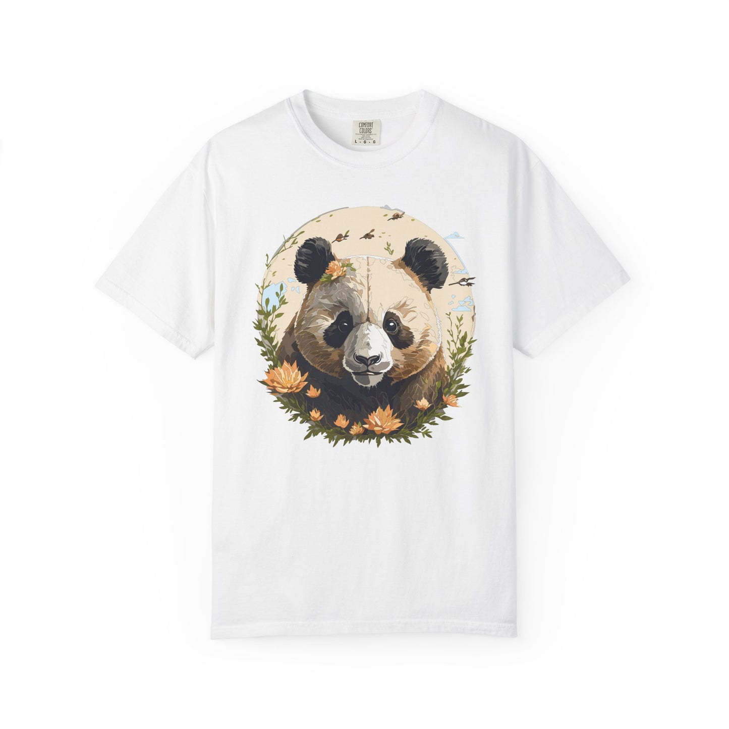 Panda Portrait T-Shirt Unisex Cotton Floral Meadow Circle Animal Art Tee p9