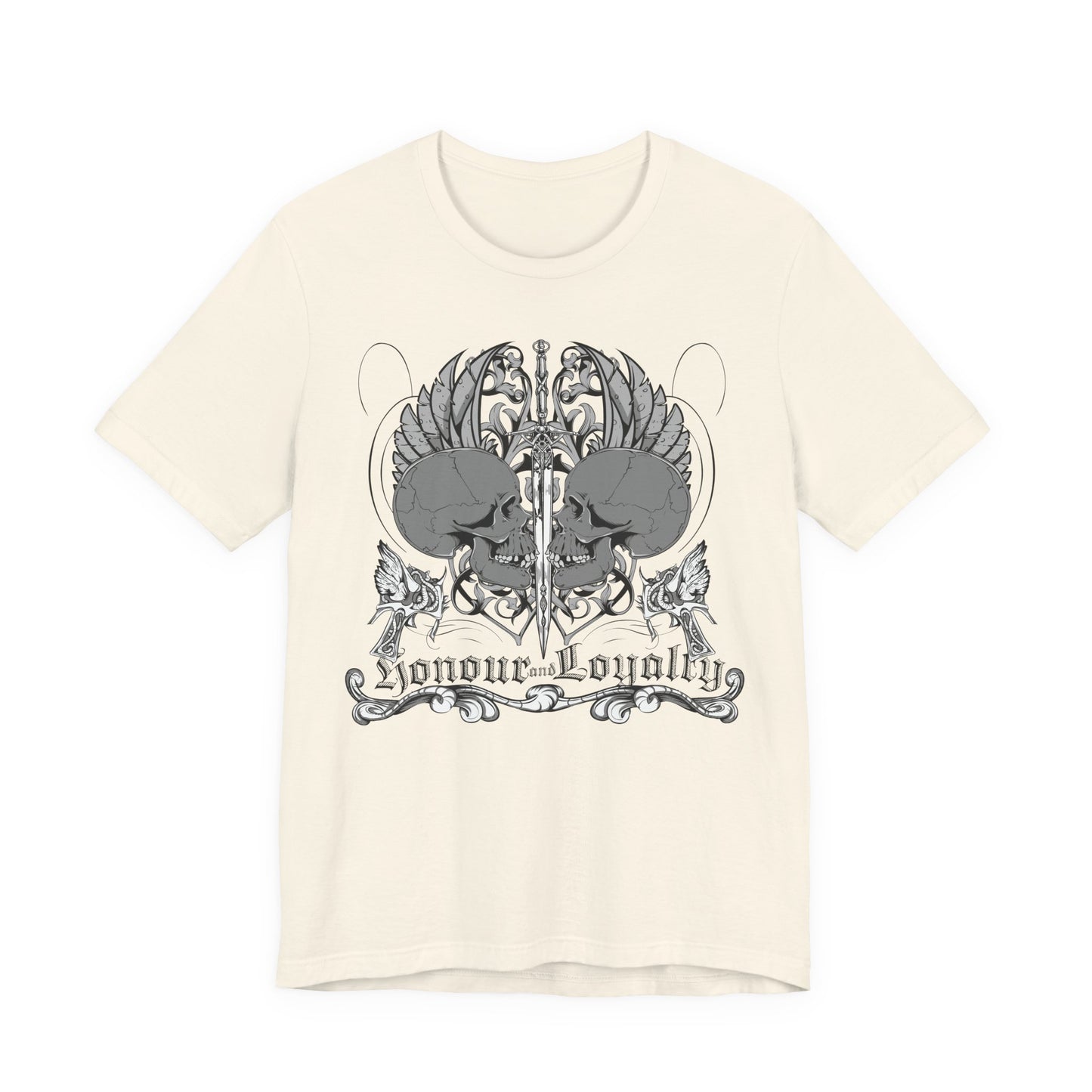Honor Loyalty crest tee Gothic heraldry skulls wings emblem Art-48