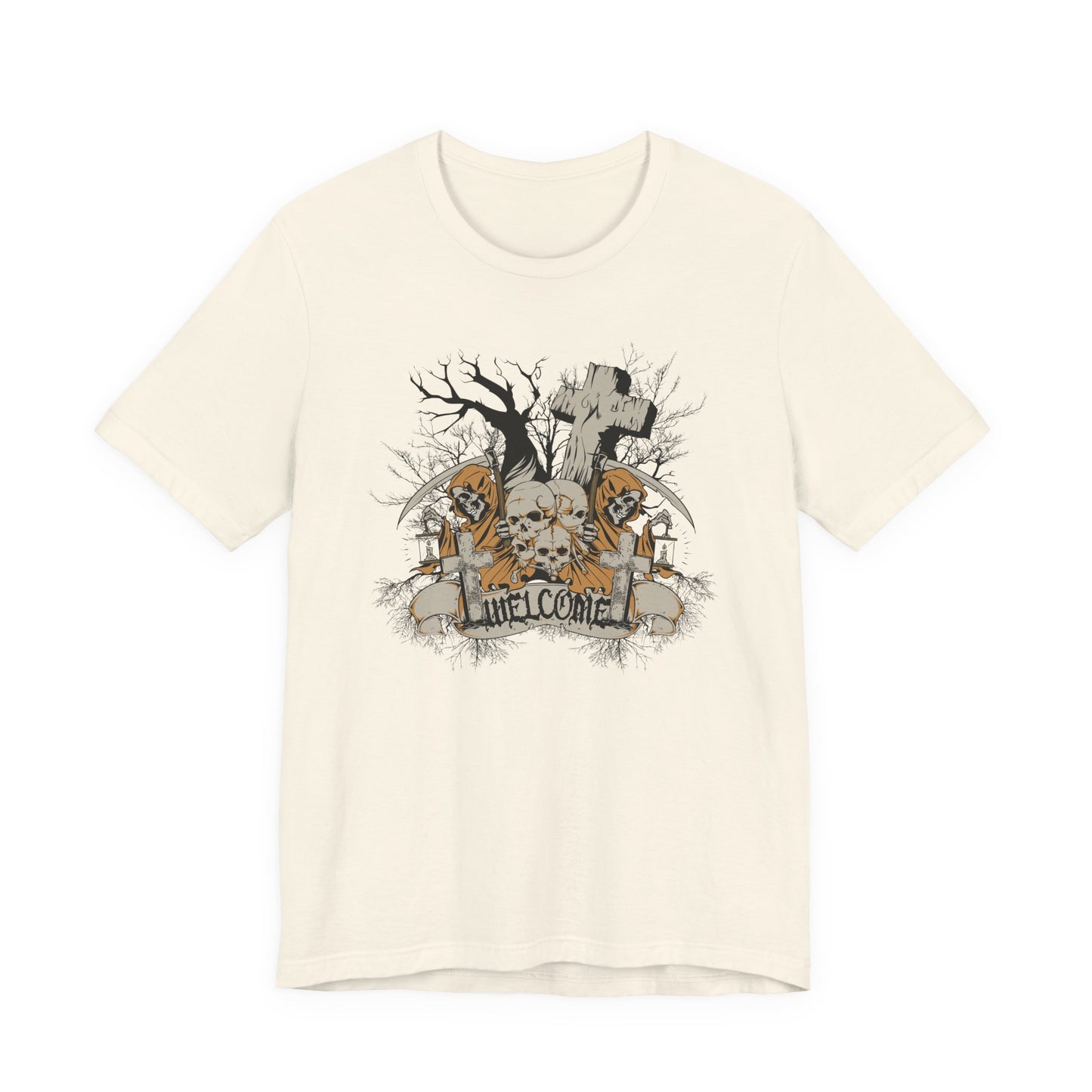 Skull Halloween Graphic Design Unisex Cotton T-Shirt Art-50
