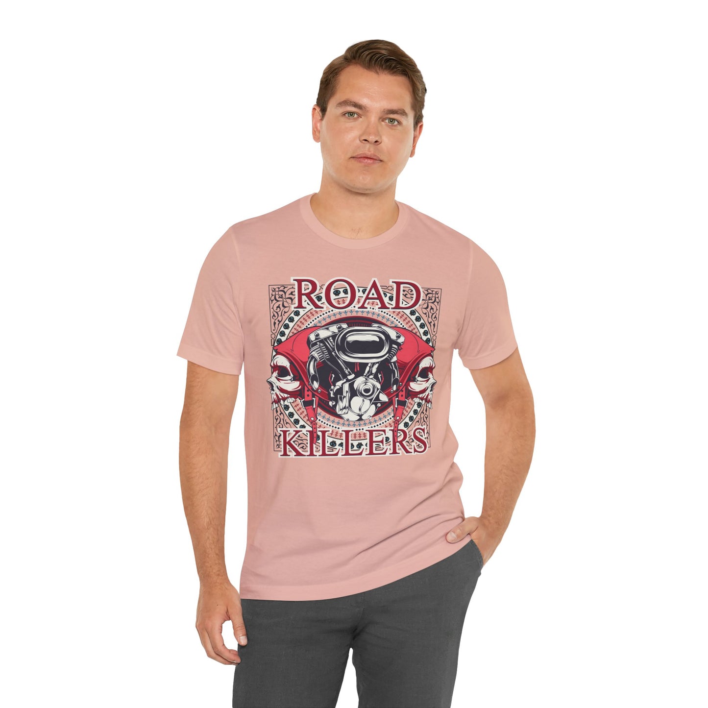 Dark Road Motorcycle Helmet Skull Tee Biker graphic t-shirt G-1