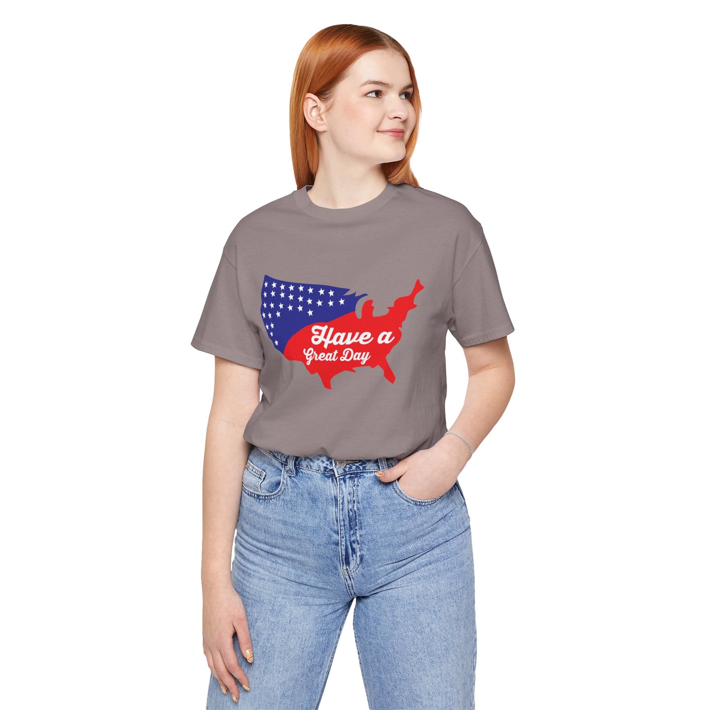USA Map Patriotic Graphic Unisex Cotton T-Shirt 021