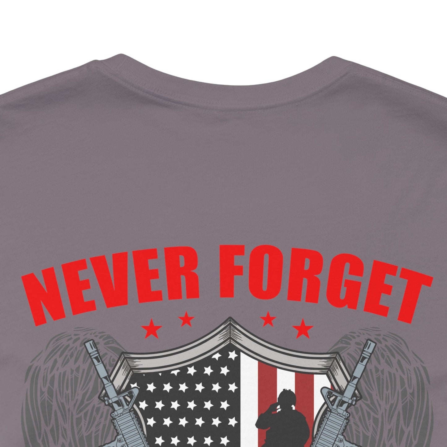 Never Forget Our Fallen Heroes T-Shirt American Flag Shield Eagles Unisex Cotton v39