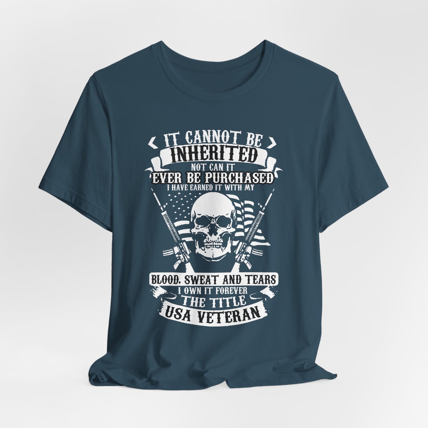 USA Veteran skull flag crossed rifles T-Shirt Military pride Unisex Cotton tee v54